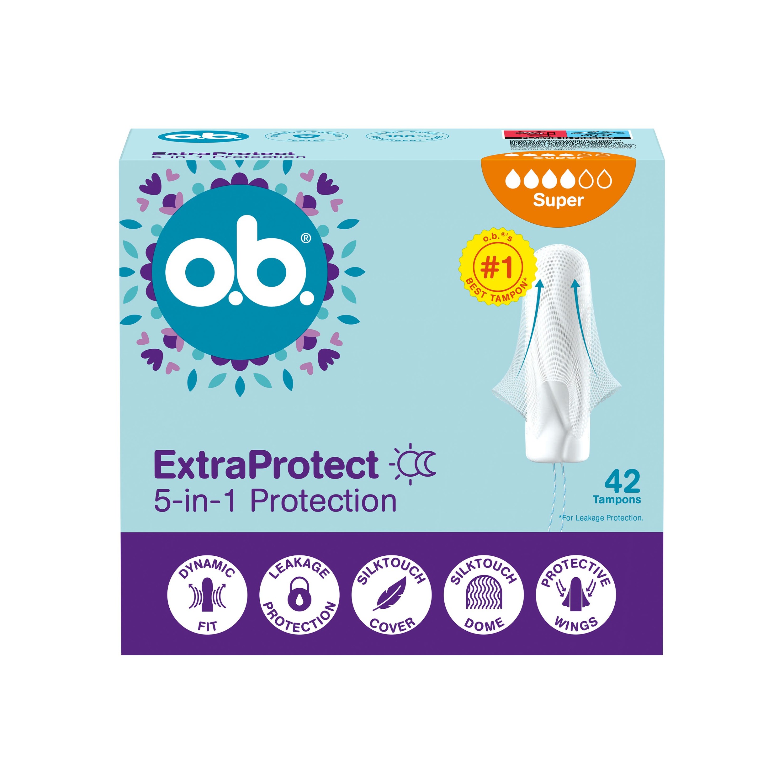 Drogerie a kosmetika - o.b. Extra Protect Super 42 ks