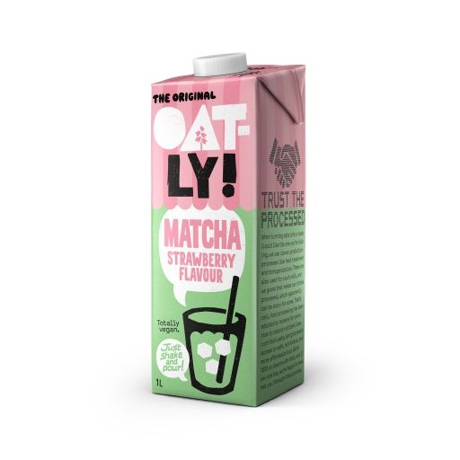 Zdravý svět - Oatly Ovesný nápoj s matcha zeleným čajem a jahodovou příchutí, s přidaným vápníkem 1 l