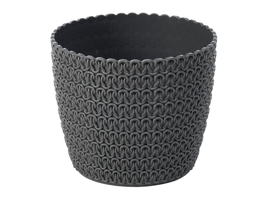 Obal na květník MAGNOLIA JERSEY plastový šedý d16x14cm-0