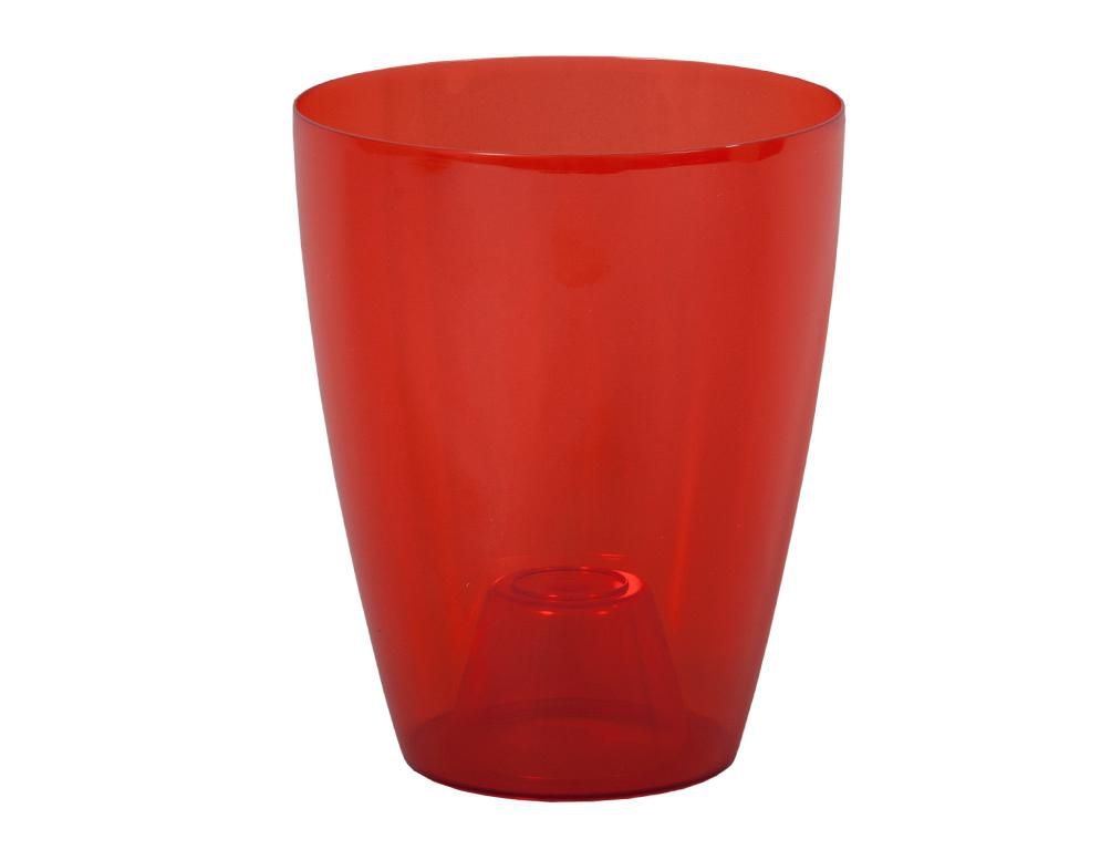 Domácnost a Zahrada - Obal na květník ORCHIDEA LAKY EXTRA plastový červený transaparent d12x15cm