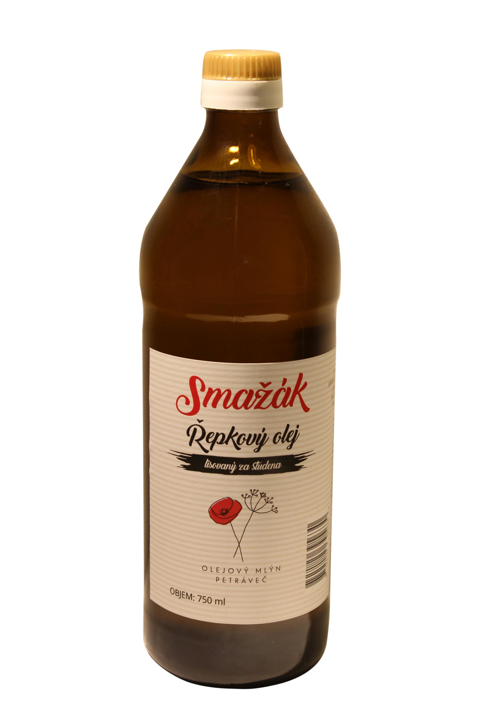 Trvanlivé potraviny - Olejový mlýn Petráveč Řepkový olej za studena lisovaný 750ml