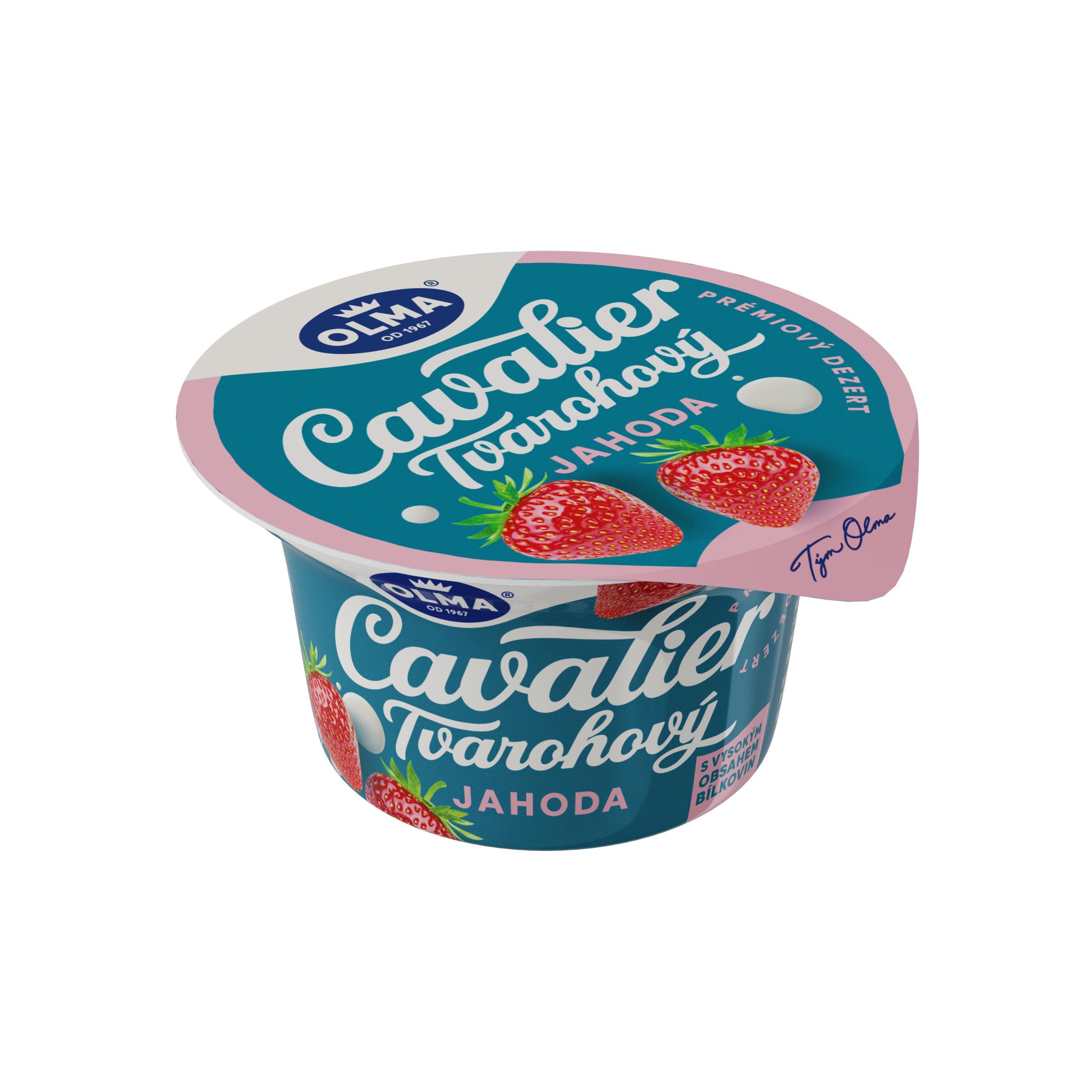 Mléčné a chlazené - Olma Cavalier tvarohový dezert jahoda 130g 2,9% tuku