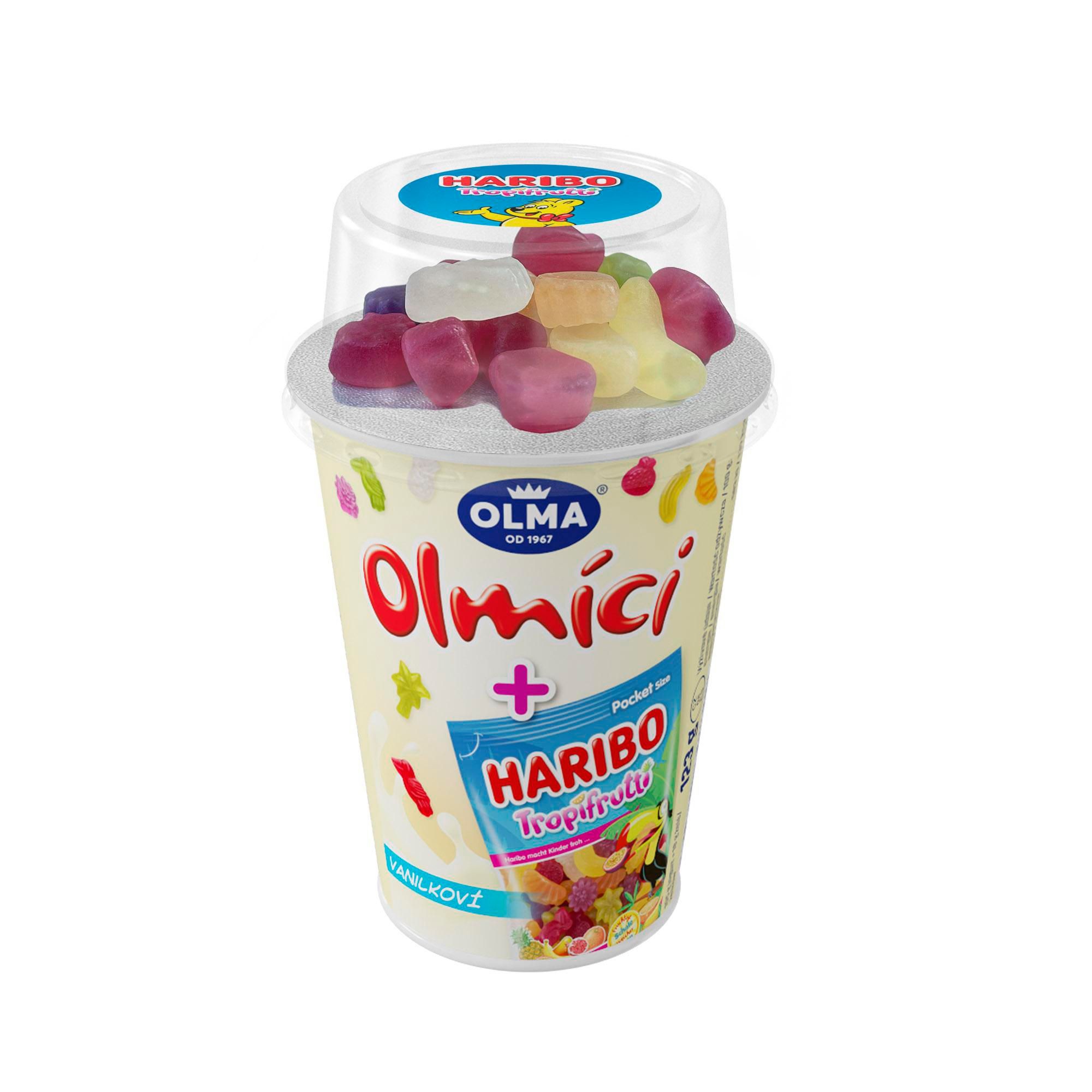 Mléčné a chlazené - Olma Olmíci Haribo Tropi Frutti vanilkoví ( 105 g + 18 g ) 123 g