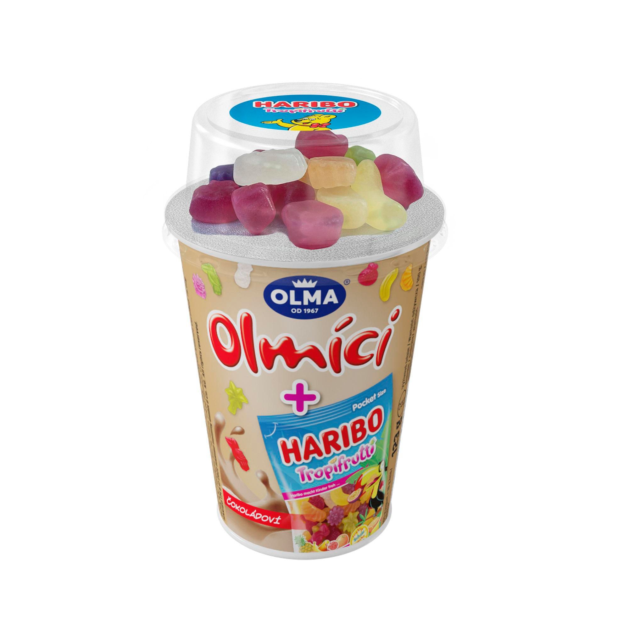 Mléčné a chlazené - Olma Olmíci Haribo Troppi Frutti čokoládoví ( 105 g + 18 g ) 123 g