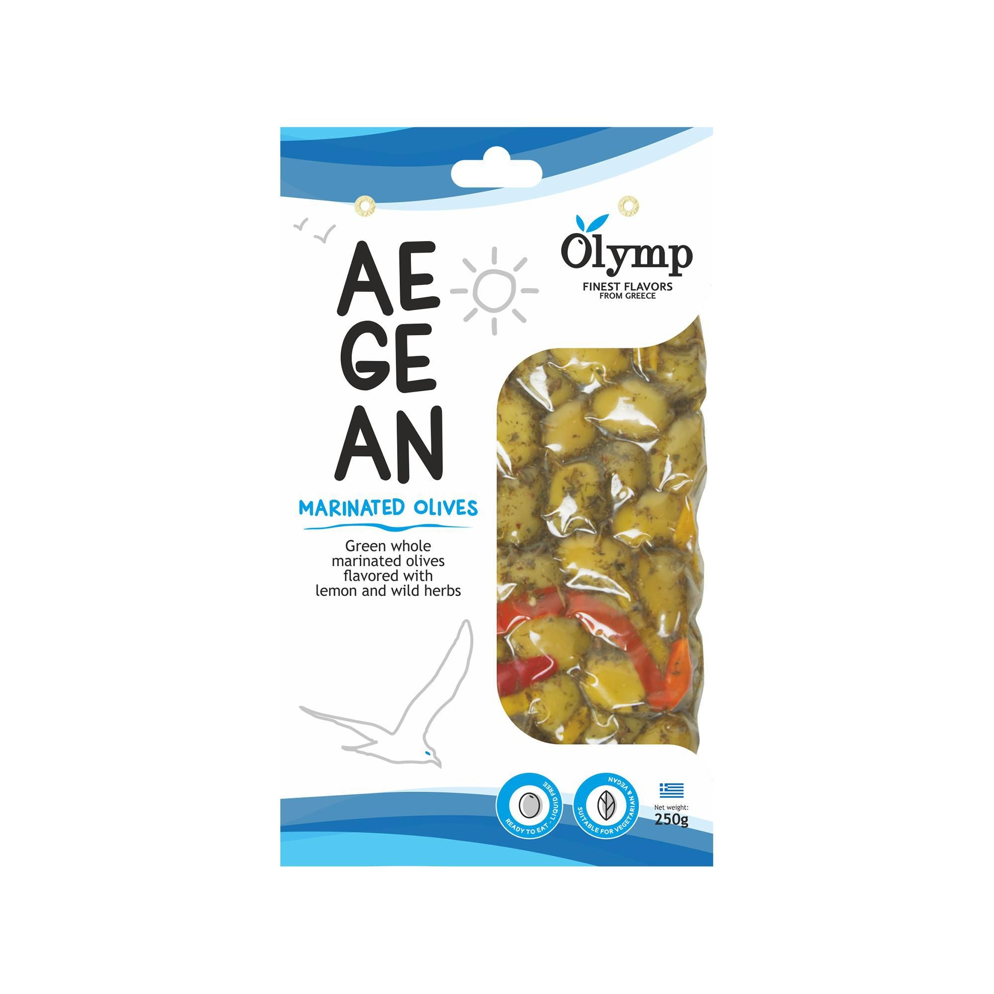 Olymp Zelené olivy citrón-bylinky vakuované 250g-0
