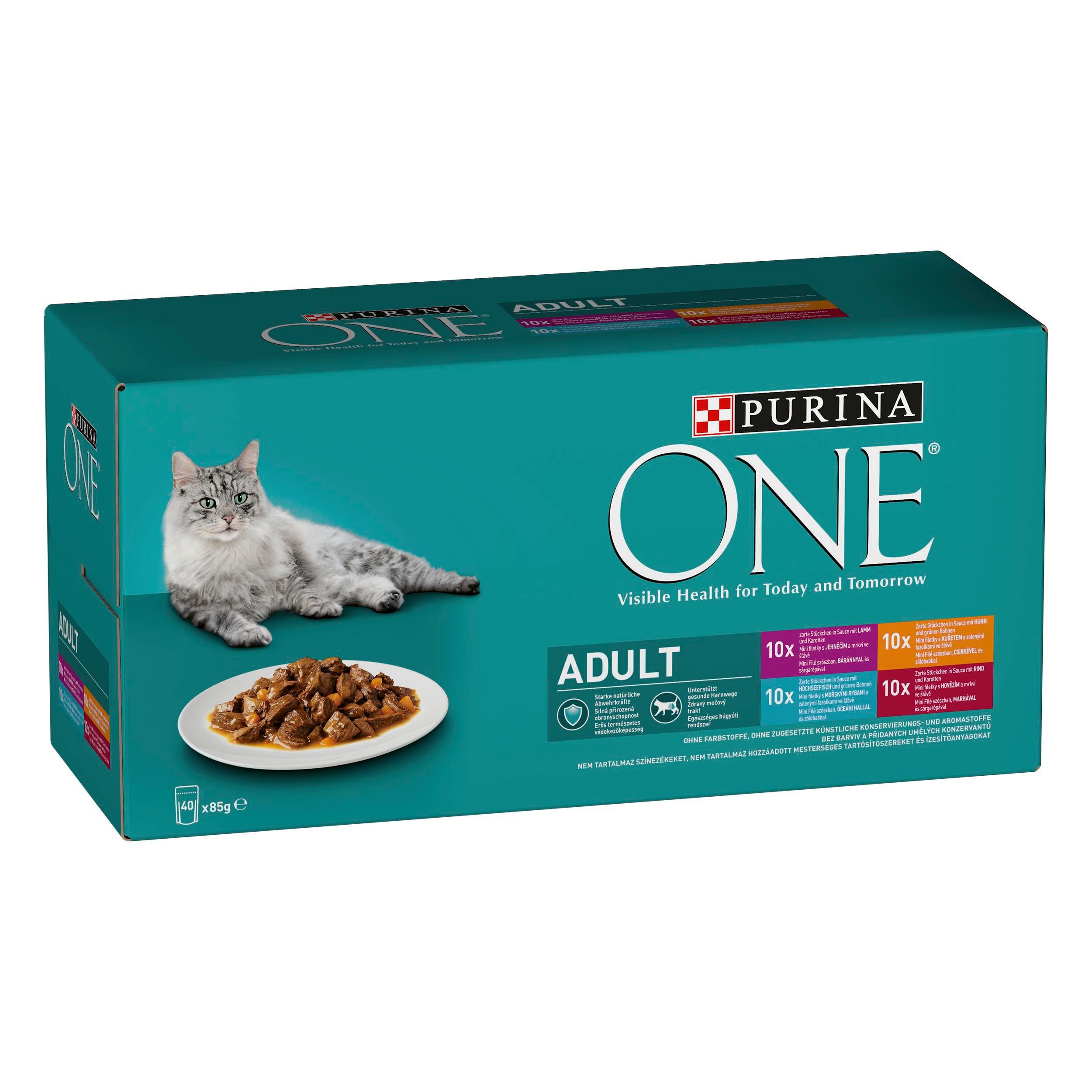 Svět zvířat - One kapsičky pro kočky Adult kuřecí s fazolkami ve šťávě 40 x 85 g