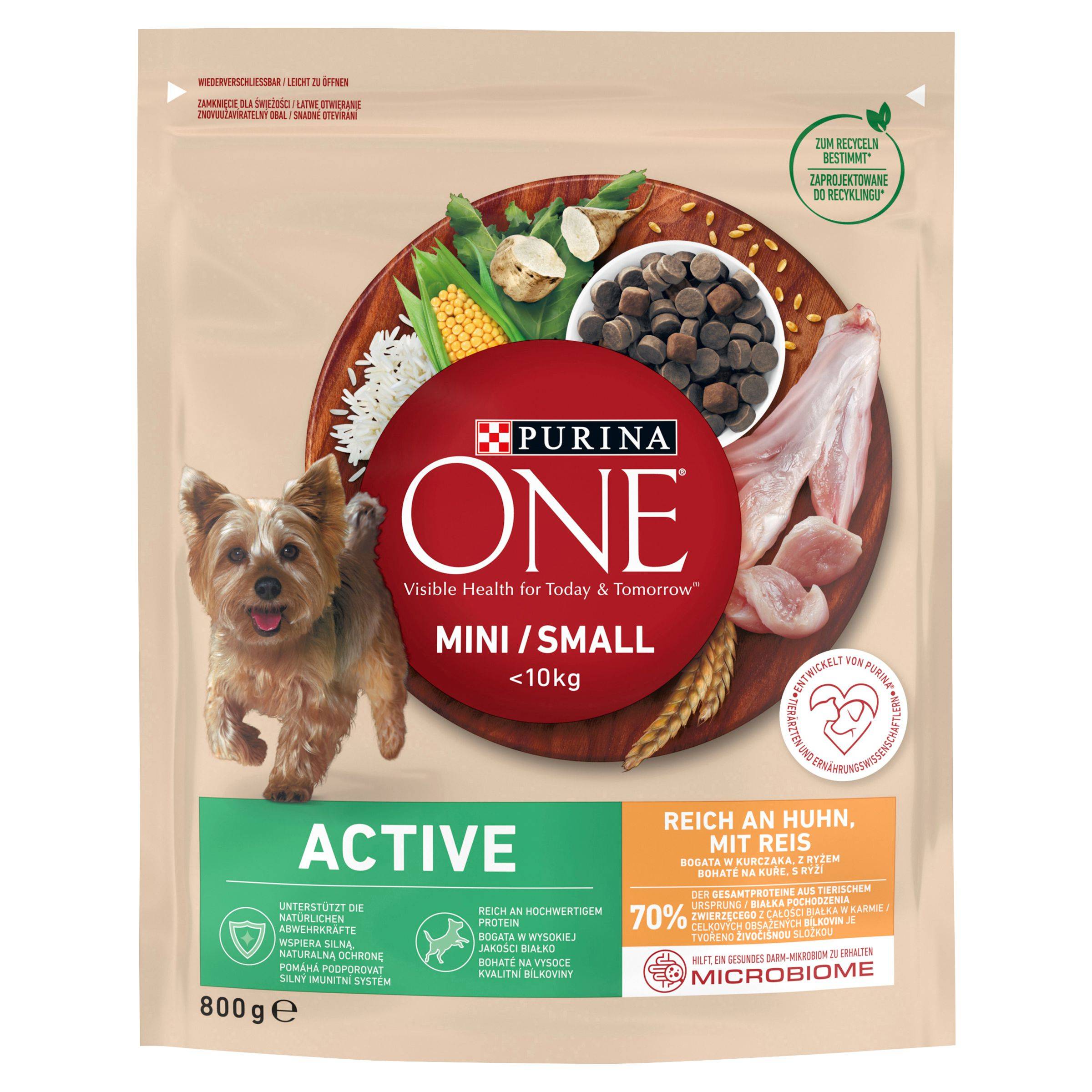 Svět zvířat - One Mini Dog Active Kuřecí s rýží 800 g