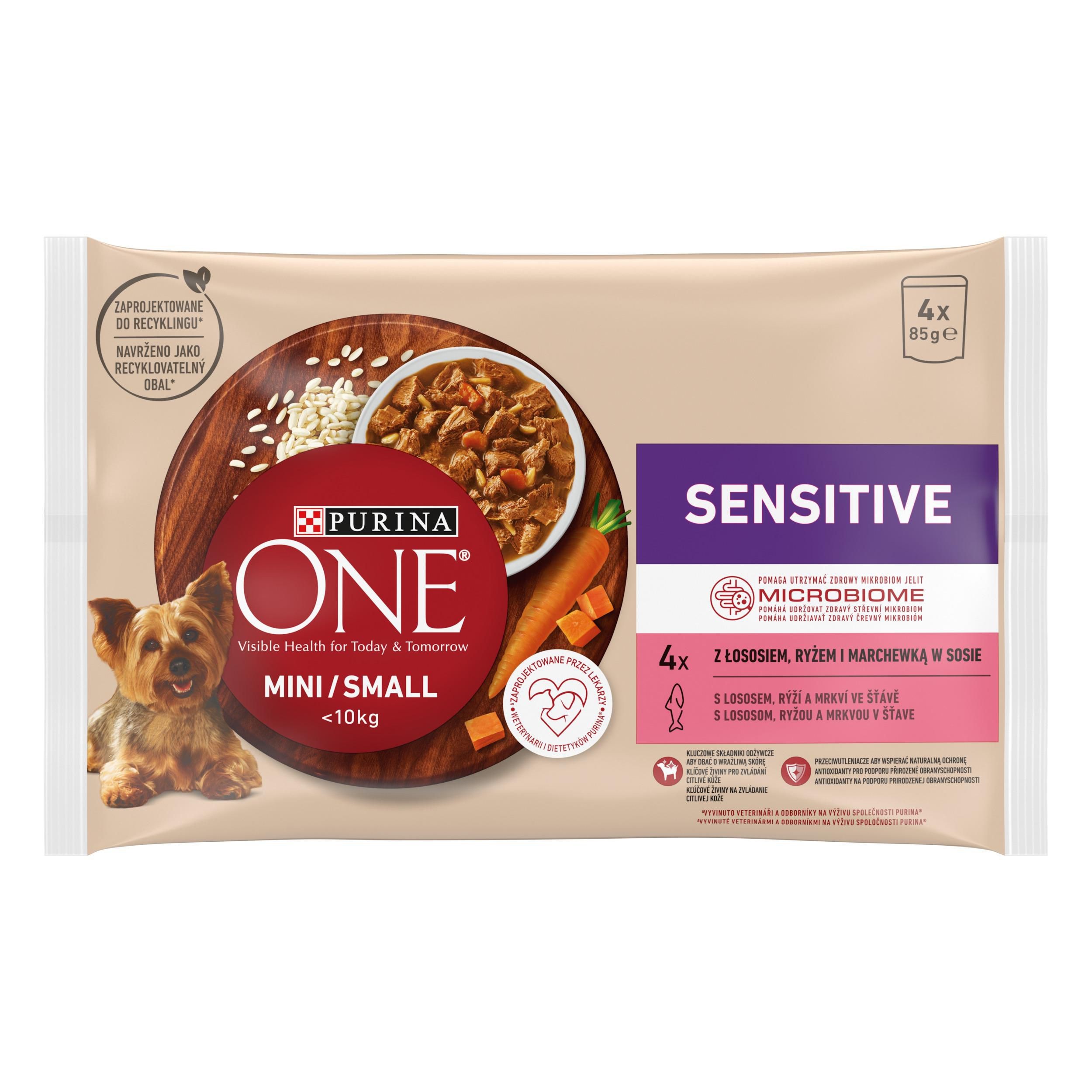 Svět zvířat - One Mini Sensitive Losos ve šťávě 4 x 85 g