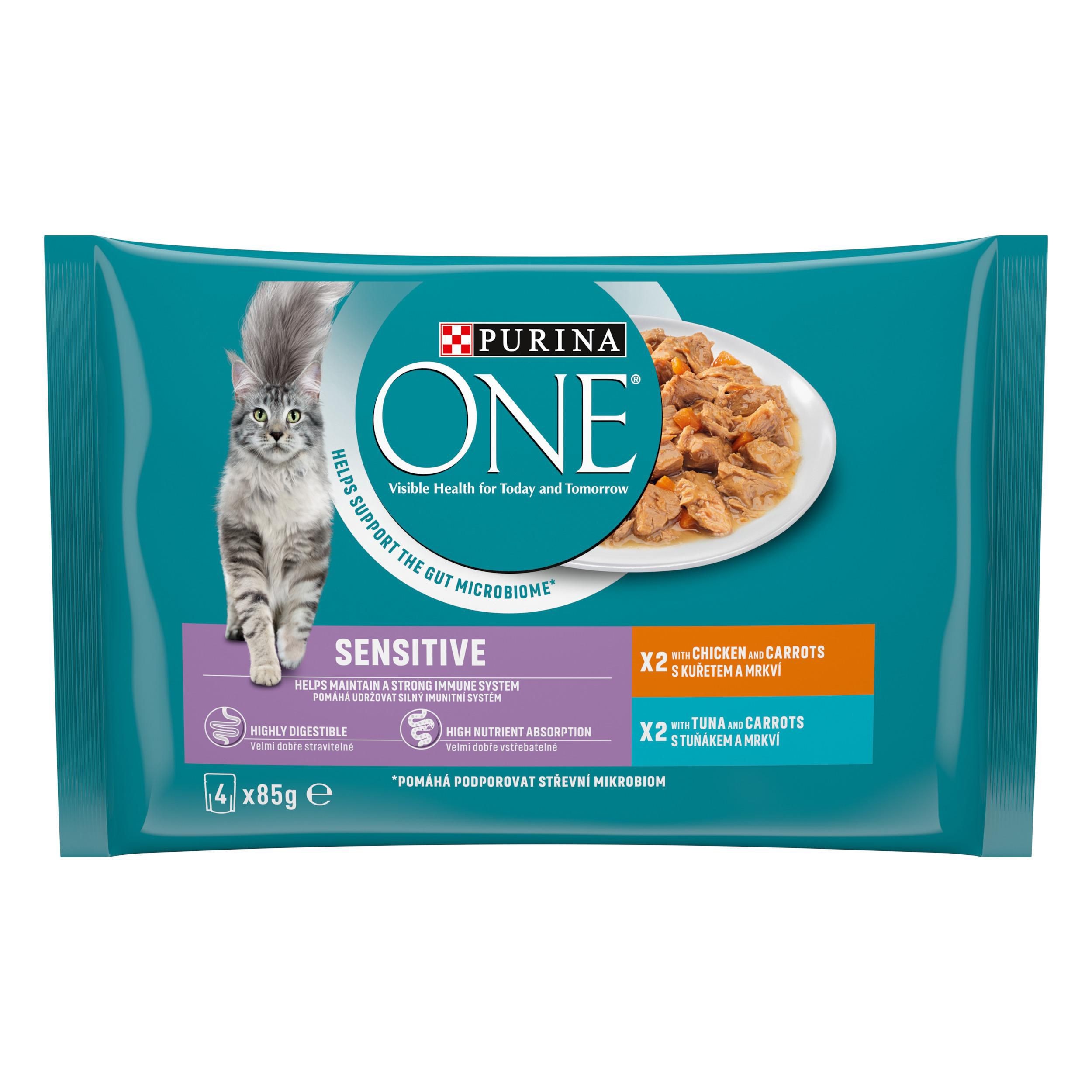 Svět zvířat - One Sensitive kuře,tuňák 4 x 85 g
