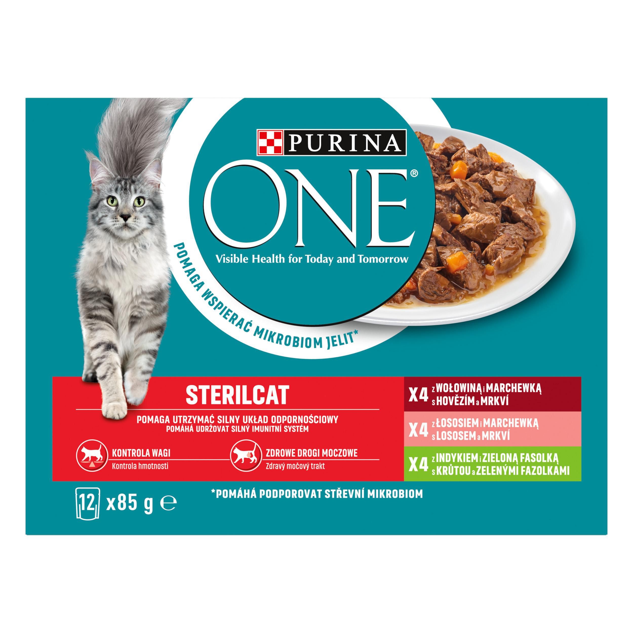 Svět zvířat - One Sterilcat hovězí, losos, krůta 12 x 85 g