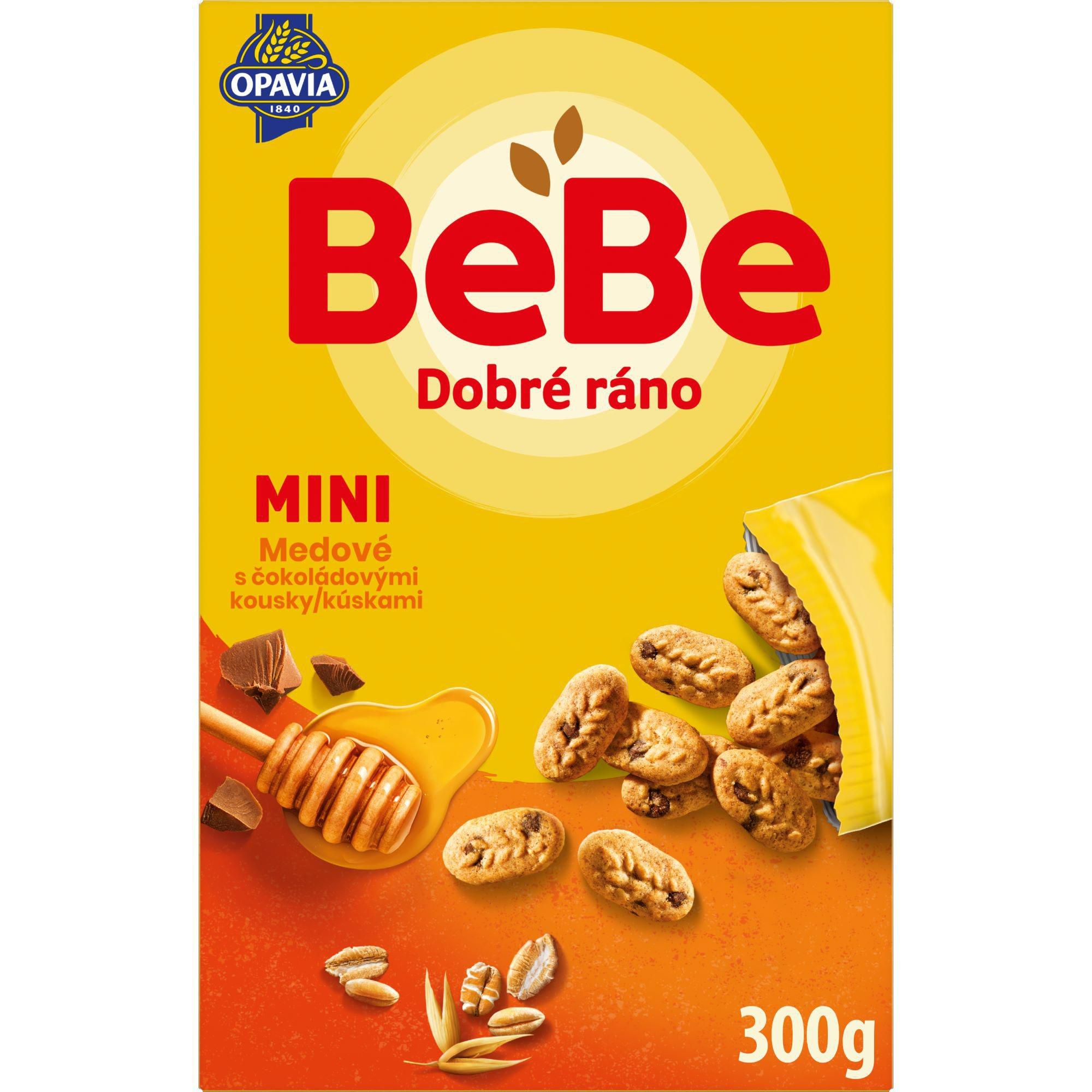 Trvanlivé potraviny - Opavia Bebe Dobré ráno Mini medové sušenky s kousky čokolády 300g