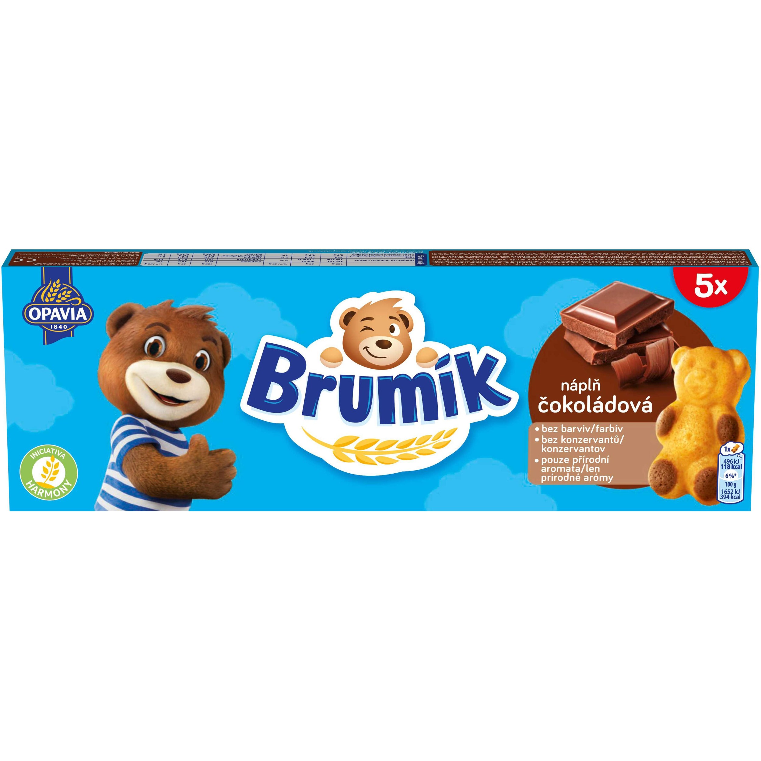 Trvanlivé potraviny - Opavia Brumík Čokoládová náplň jemné pečivo 150g