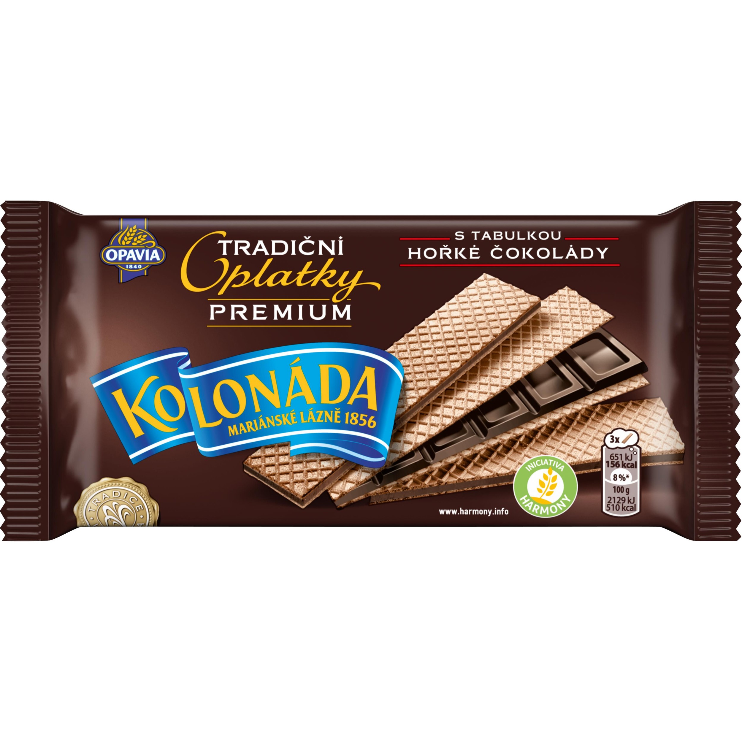 Trvanlivé potraviny - Opavia Kolonáda oplatky s tabulkou hořké čokolády Premium 92g