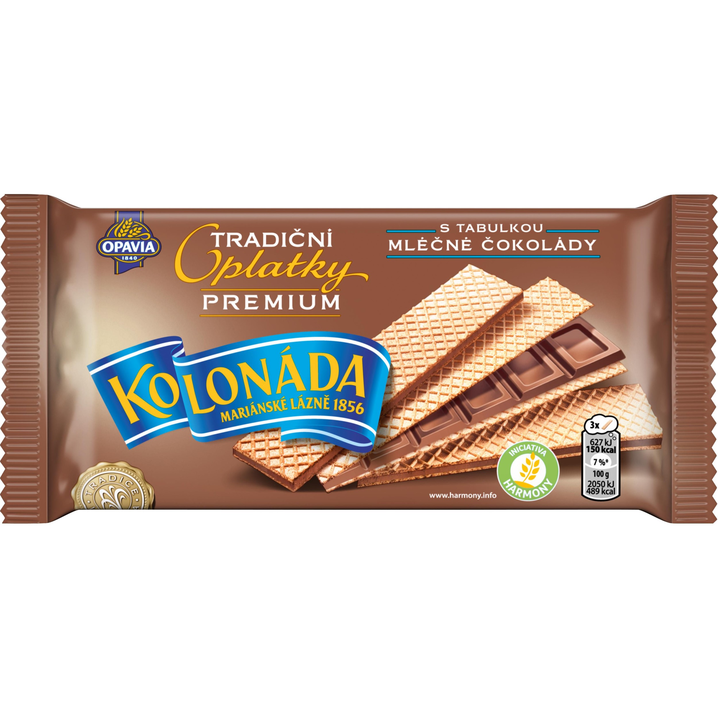 Trvanlivé potraviny - Opavia Kolonáda oplatky s tabulkou mléčné čokolády Premium 92g