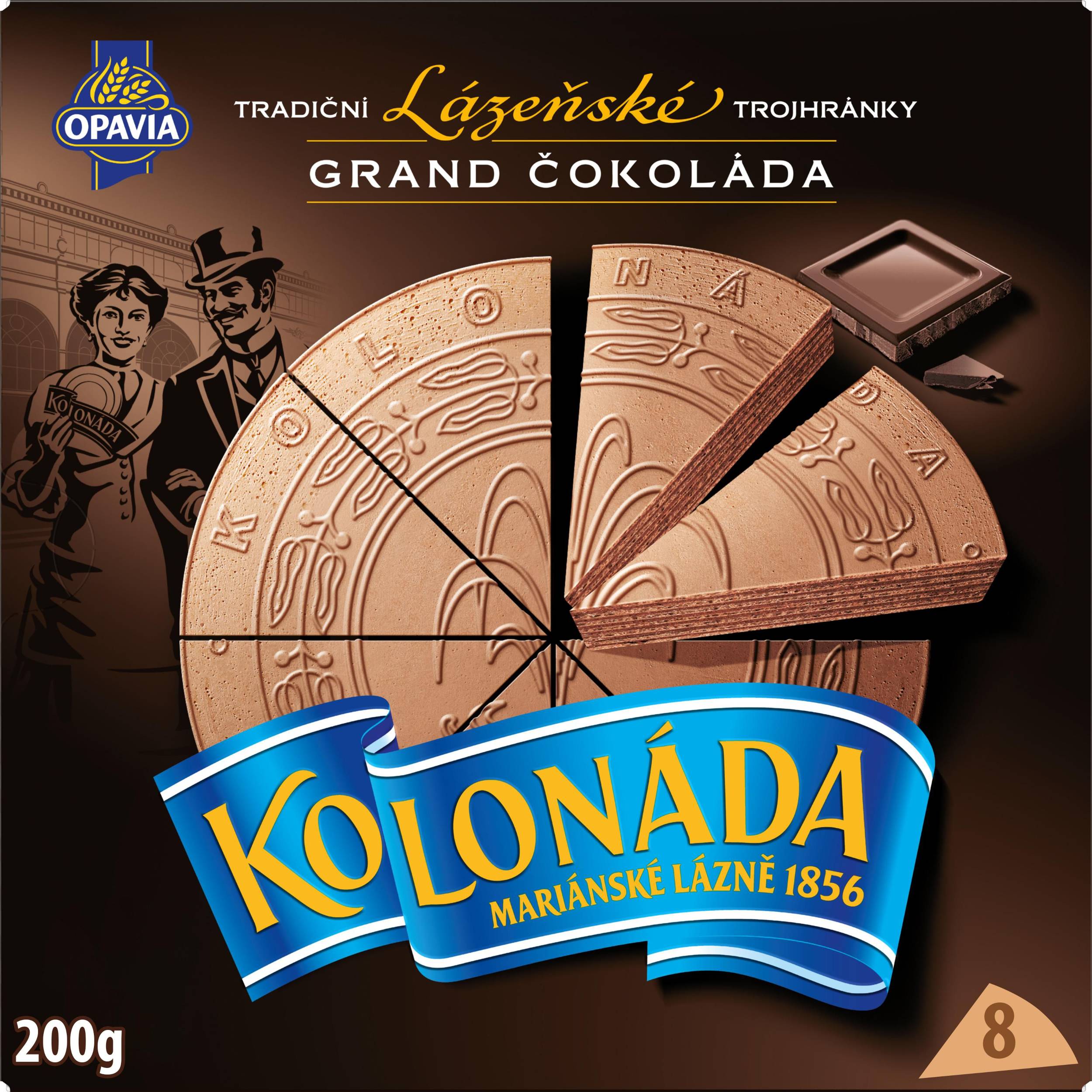 Trvanlivé potraviny - Opavia Kolonáda Trojhránky lázeňské oplatky Grand čokoláda 200g