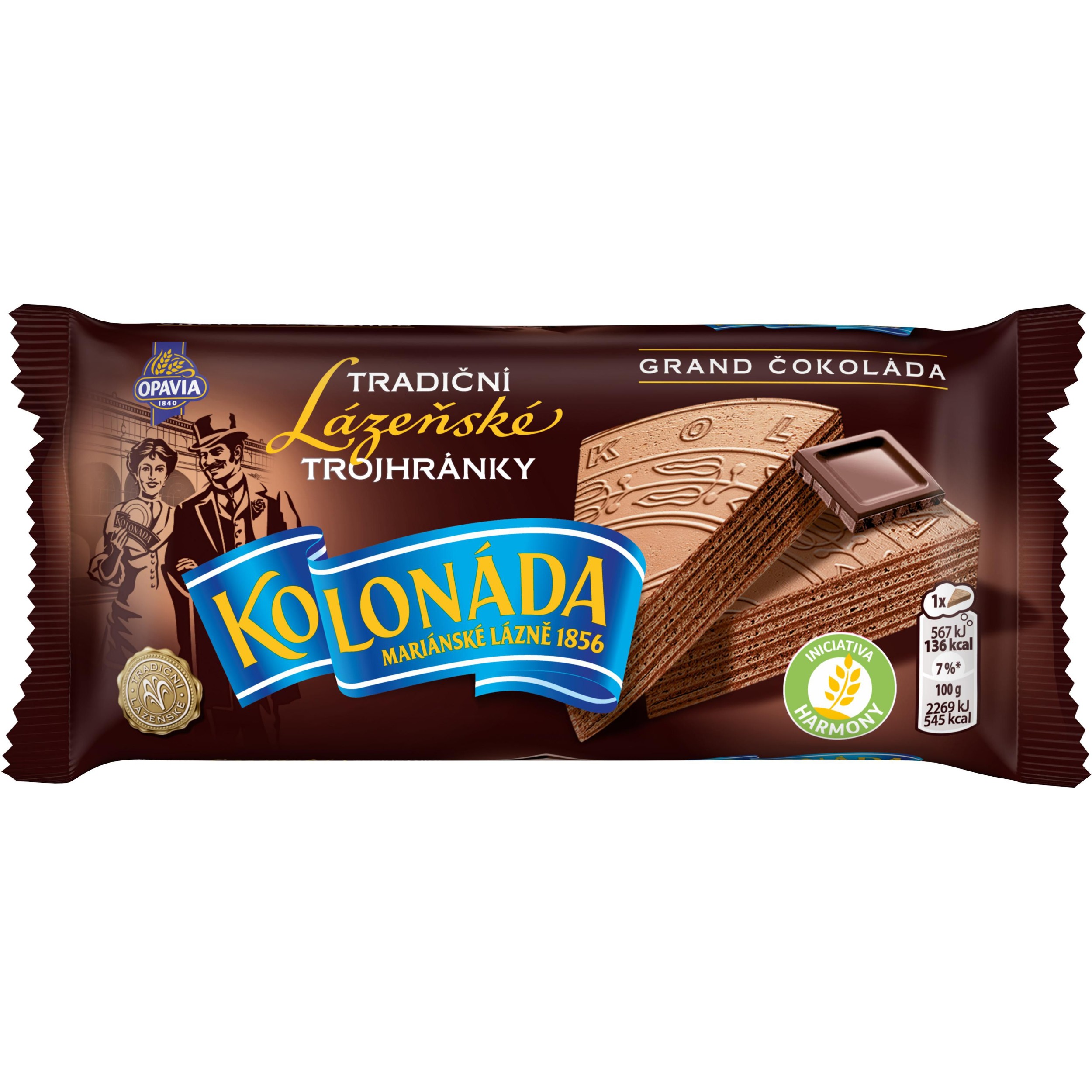 Trvanlivé potraviny - Opavia Kolonáda Trojhránky lázeňské oplatky Grand čokoláda 50g