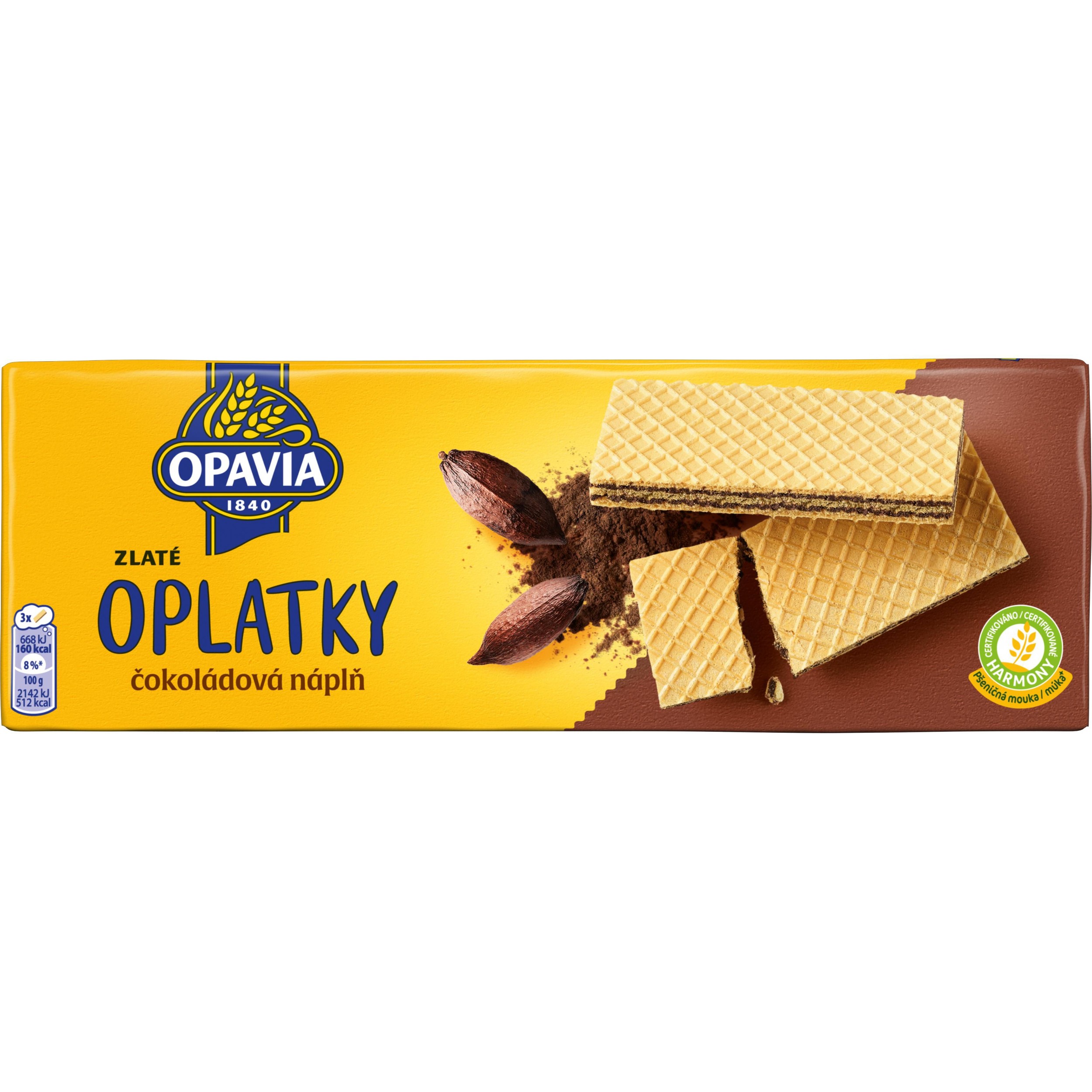 Trvanlivé potraviny - Opavia Oplatky Zlaté čokoládová náplň 146g