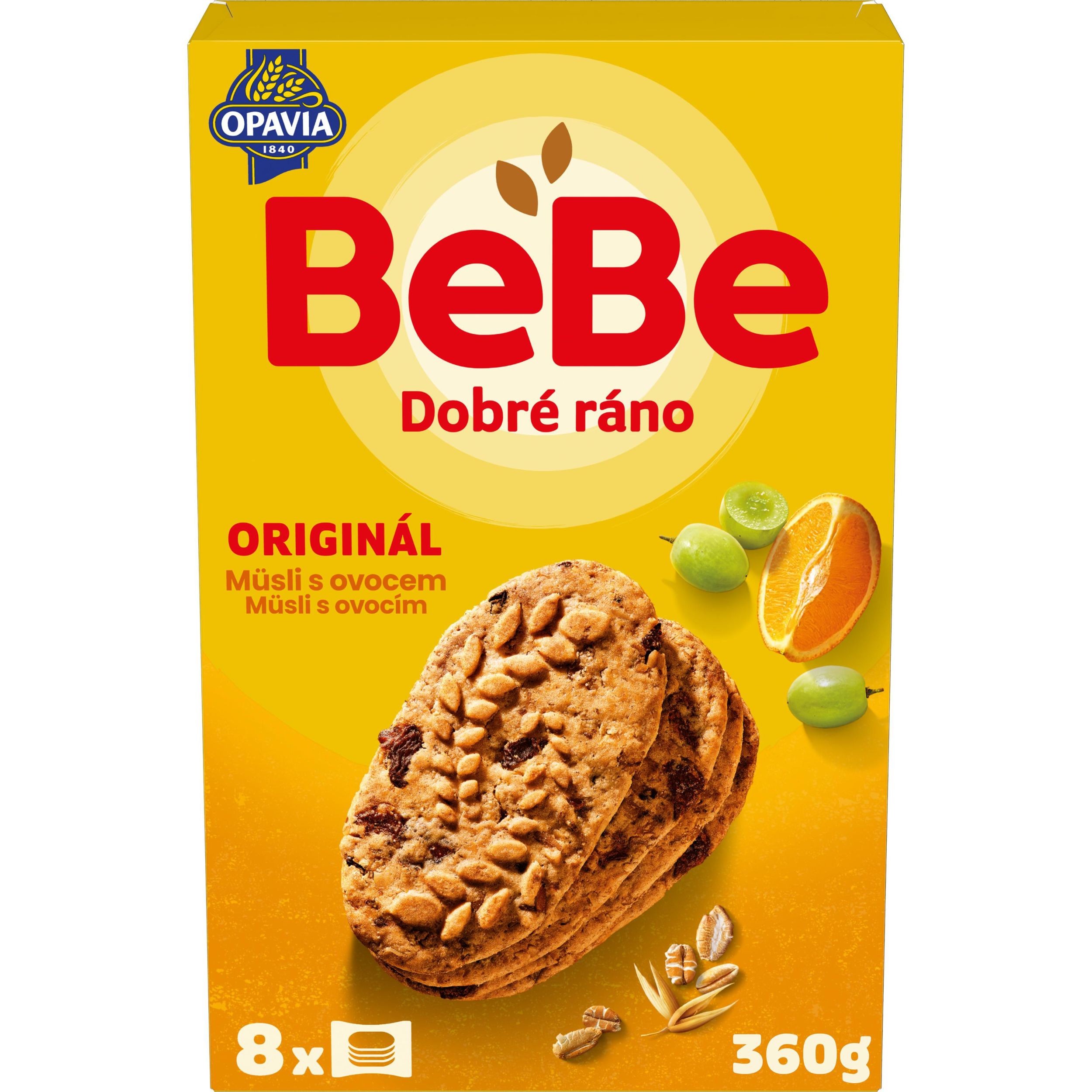 Trvanlivé potraviny - Opavia sušenky BeBe Dobré Ráno müsli a ovocem 360g