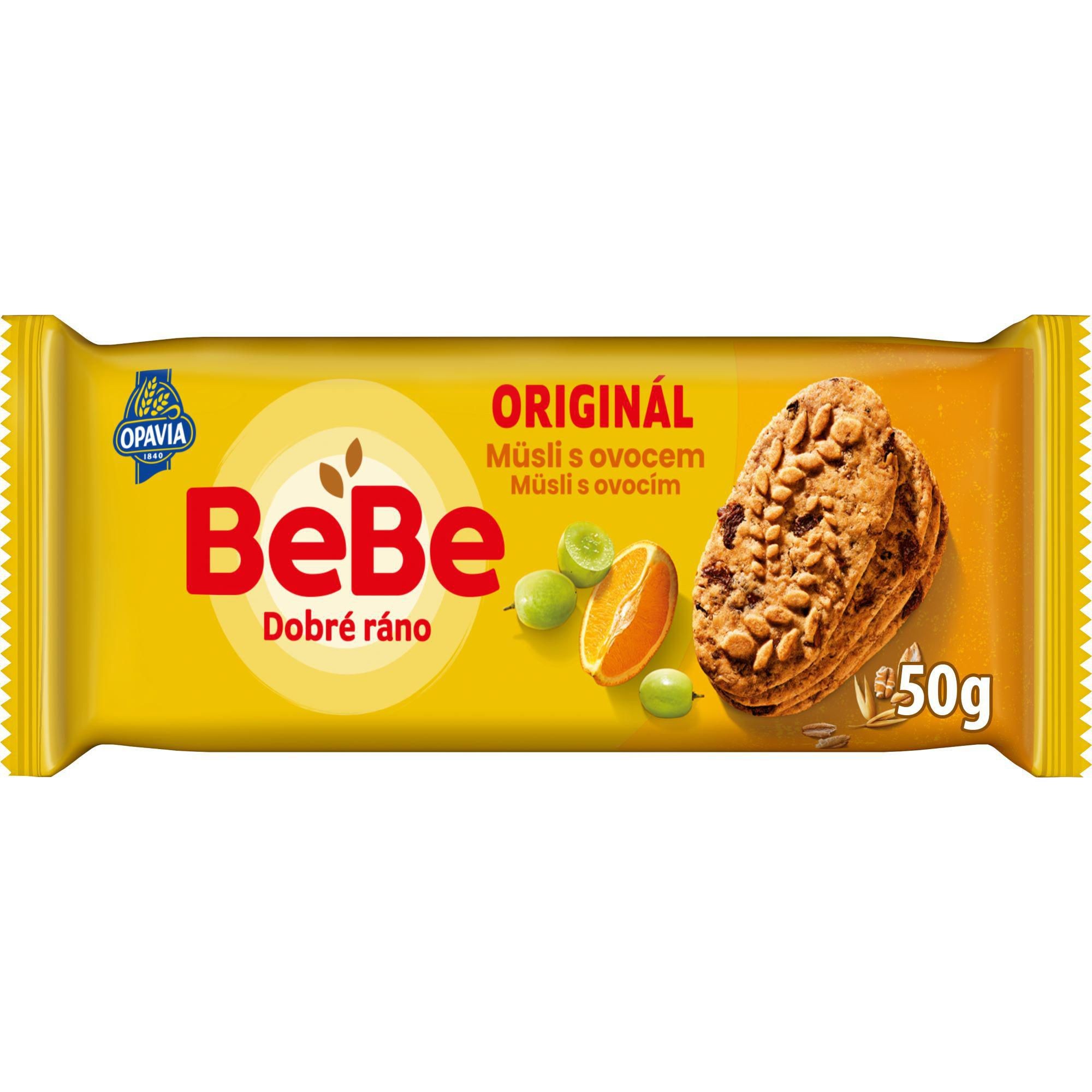 Trvanlivé potraviny - Opavia sušenky BeBe Dobré Ráno müsli s ovocem 50g