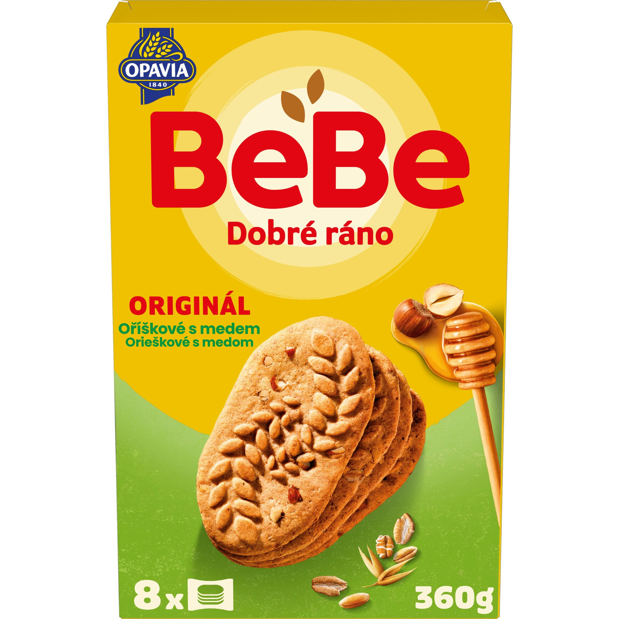 Trvanlivé potraviny - Opavia sušenky BeBe Dobré Ráno oříškové s medem 360g