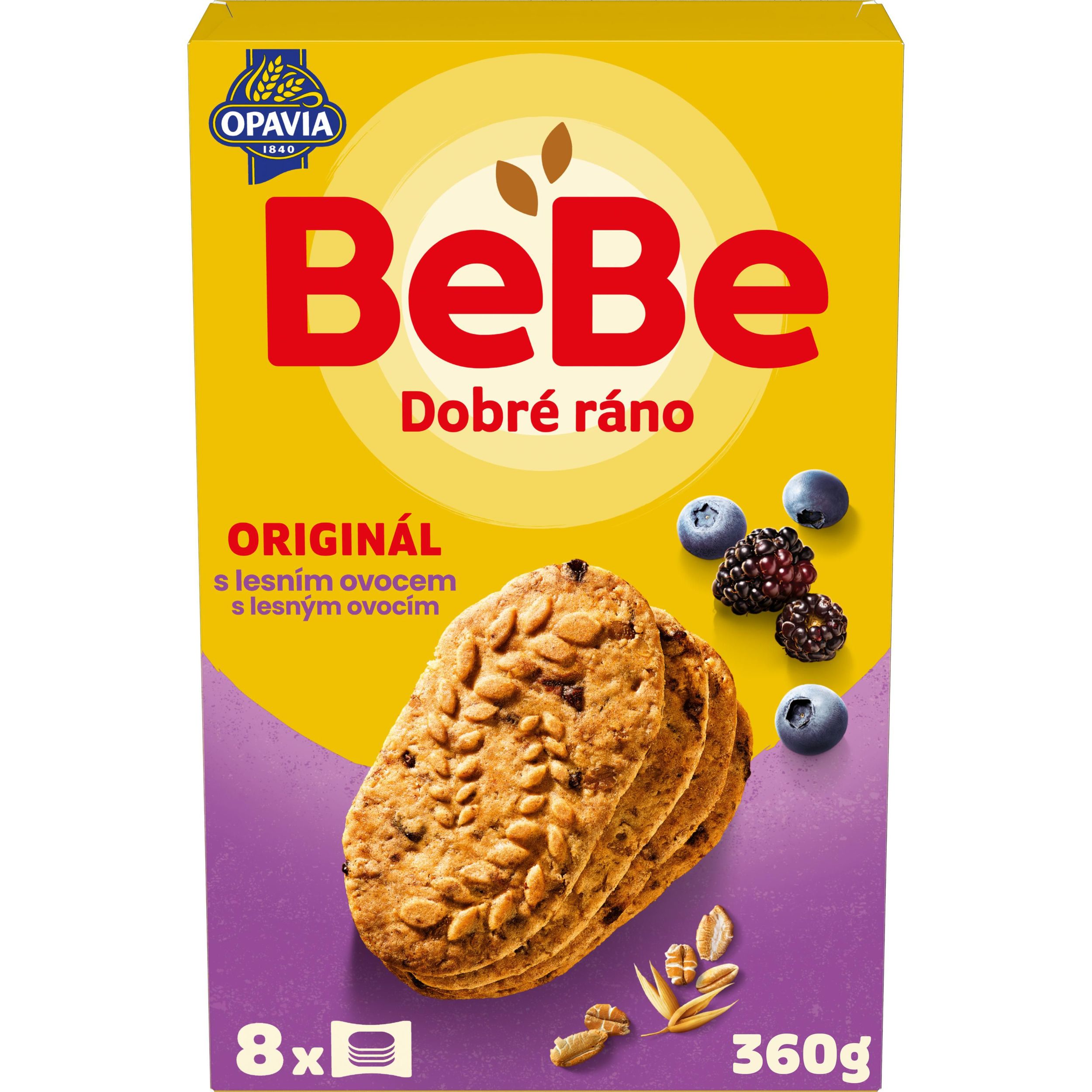 Trvanlivé potraviny - Opavia sušenky BeBe Dobré Ráno s lesním ovocem 360g