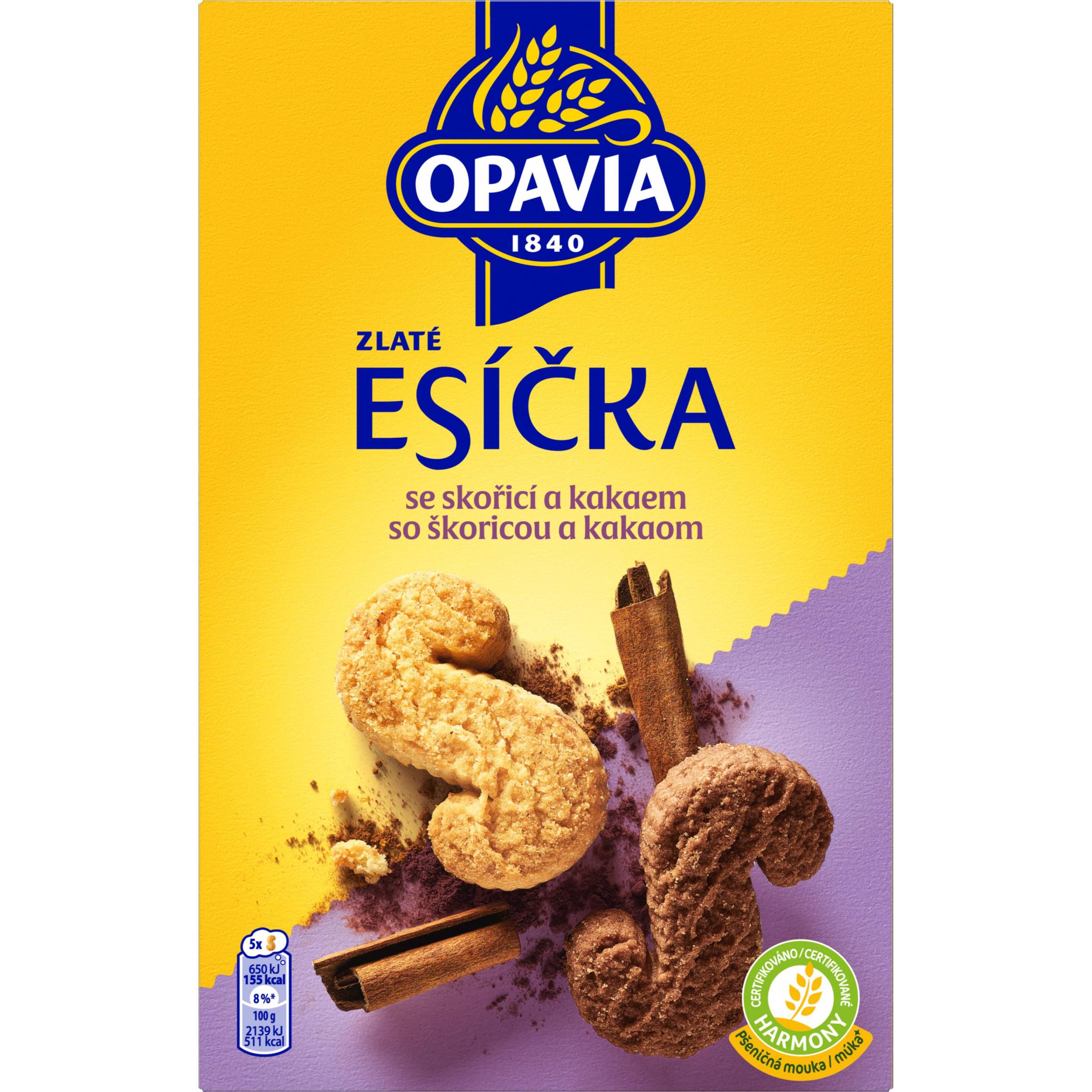 TOP produkty - Opavia sušenky Zlaté Esíčka se skořicí a kakaem 220g