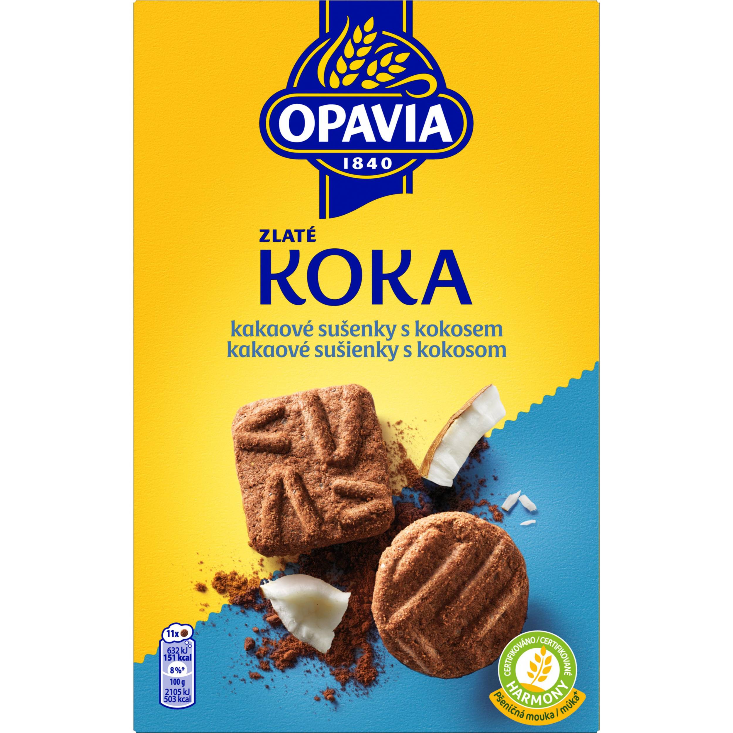 Trvanlivé potraviny - Opavia sušenky Zlaté Koka s kokosem a kakaem 180g