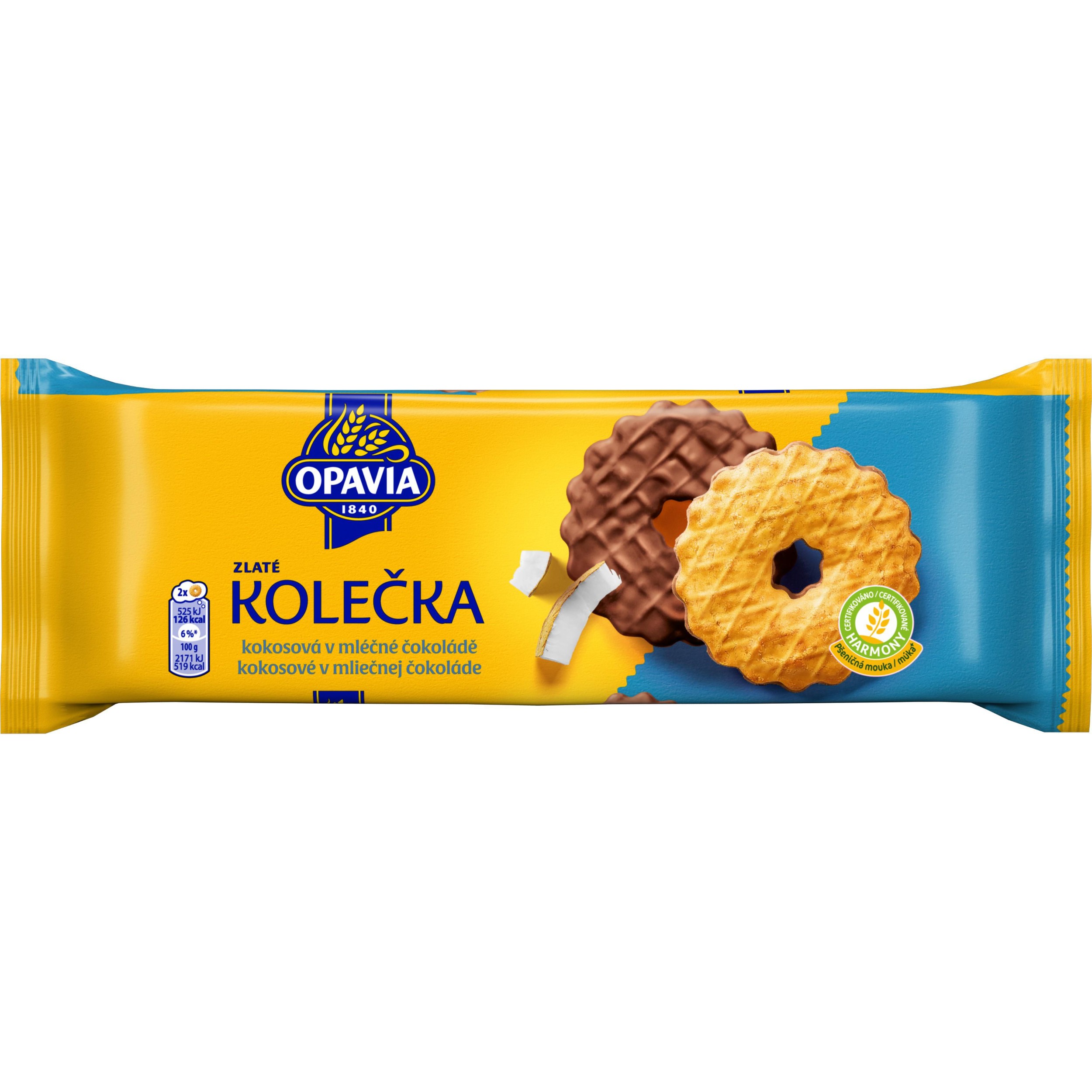 Trvanlivé potraviny - Opavia sušenky Zlaté Kolečka s kokosem polomáčené 146g