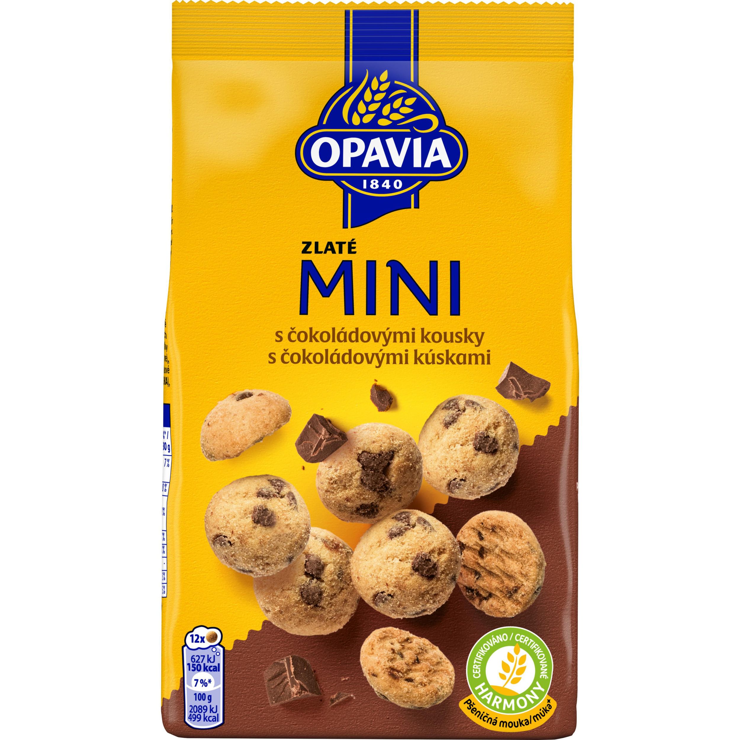 Trvanlivé potraviny - Opavia sušenky Zlaté mini  s čokoládovými kousky 180g