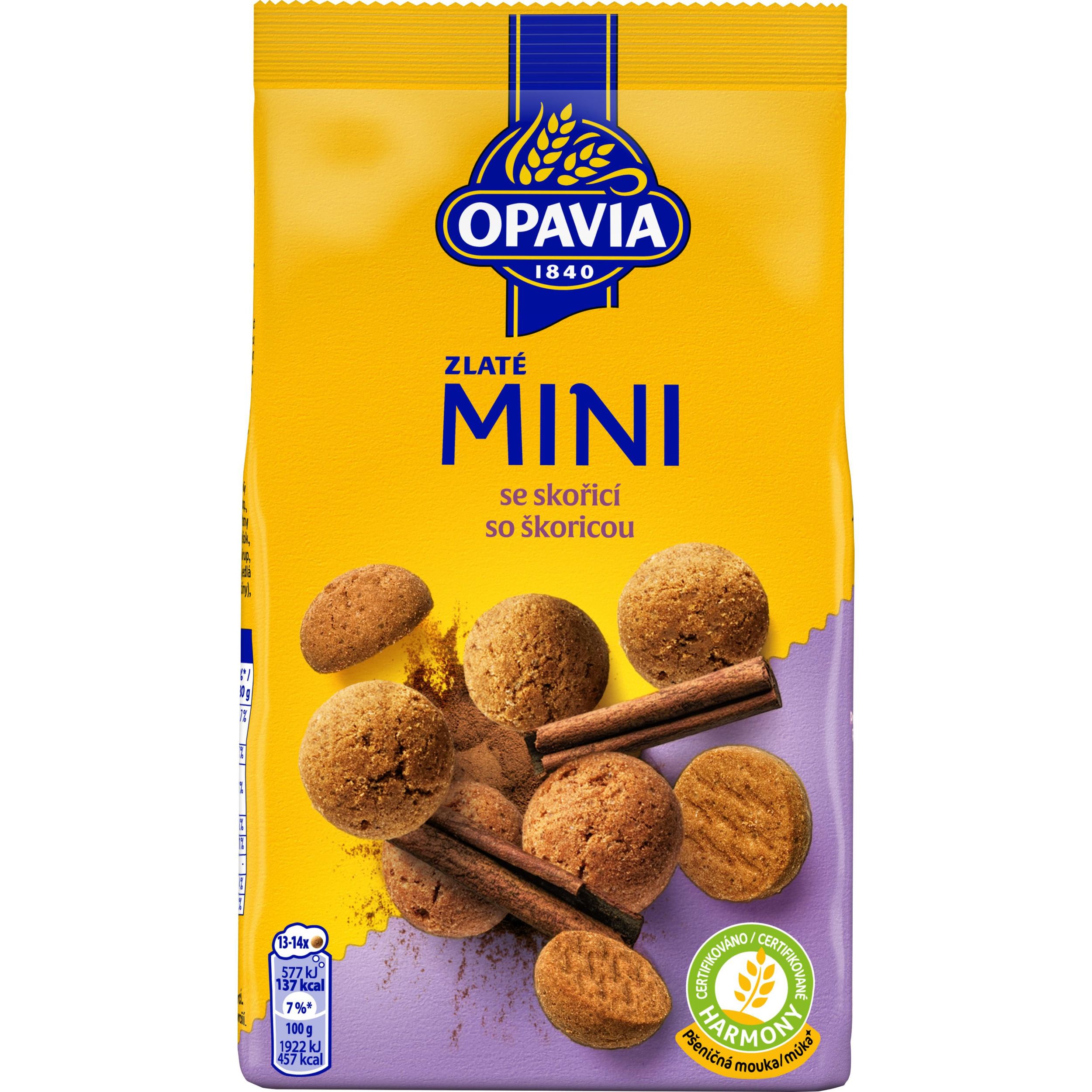 Trvanlivé potraviny - Opavia sušenky Zlaté mini se skořicí 180g