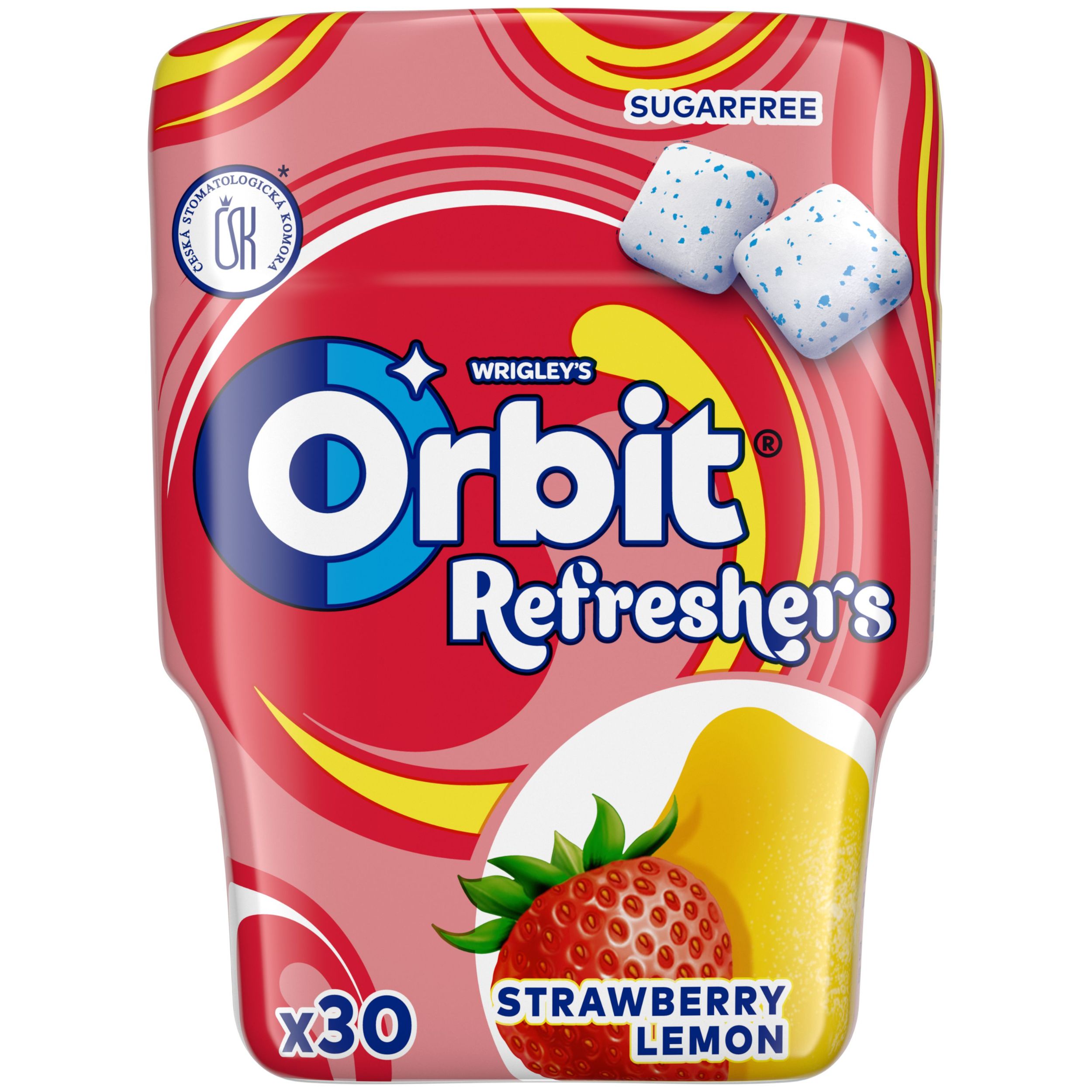 Trvanlivé potraviny - Orbit Refreshers žvýkačky bez cukru jahoda a citron 30 ks 67g