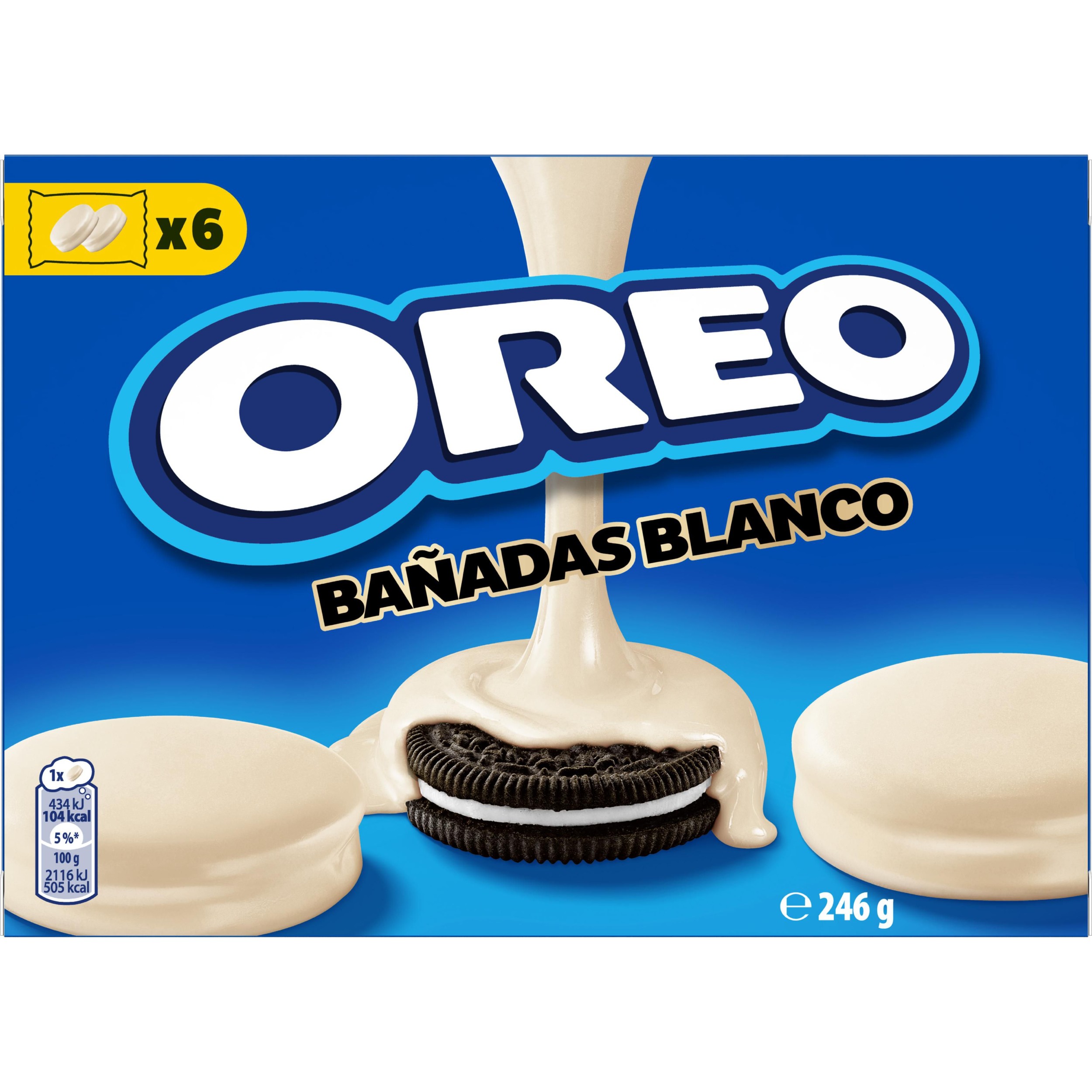 Trvanlivé potraviny - Oreo Sušenky s vanilkovou náplní, bílá poleva 246g