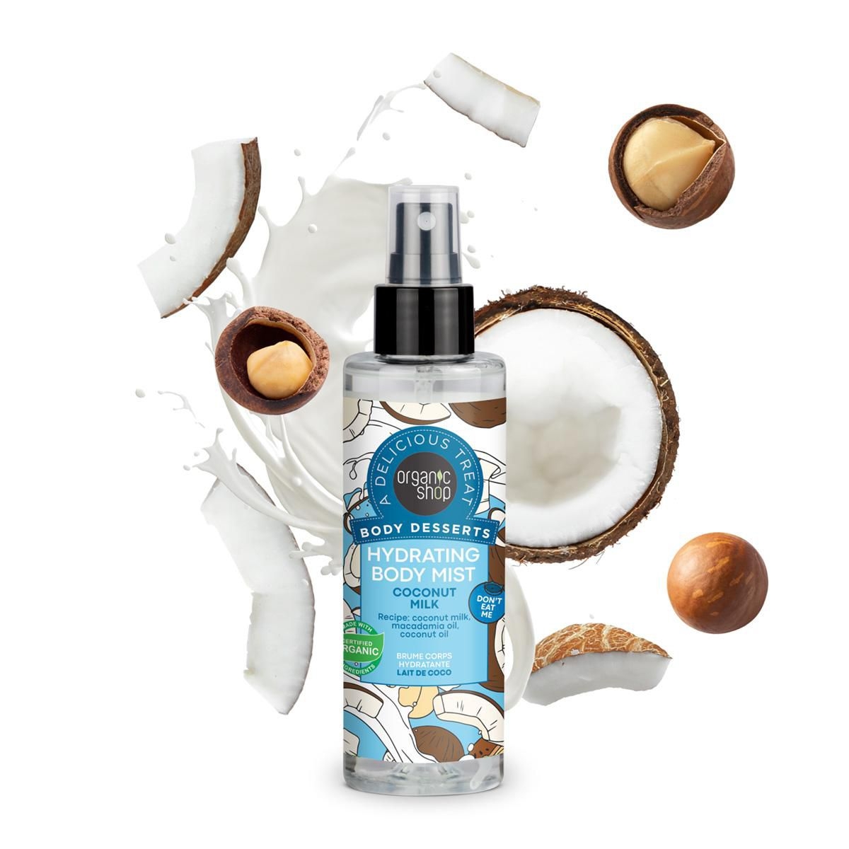 Drogerie a kosmetika - Organic Shop Body Desserts Hydratační tělová mlha Kokosové mléko 200 ml