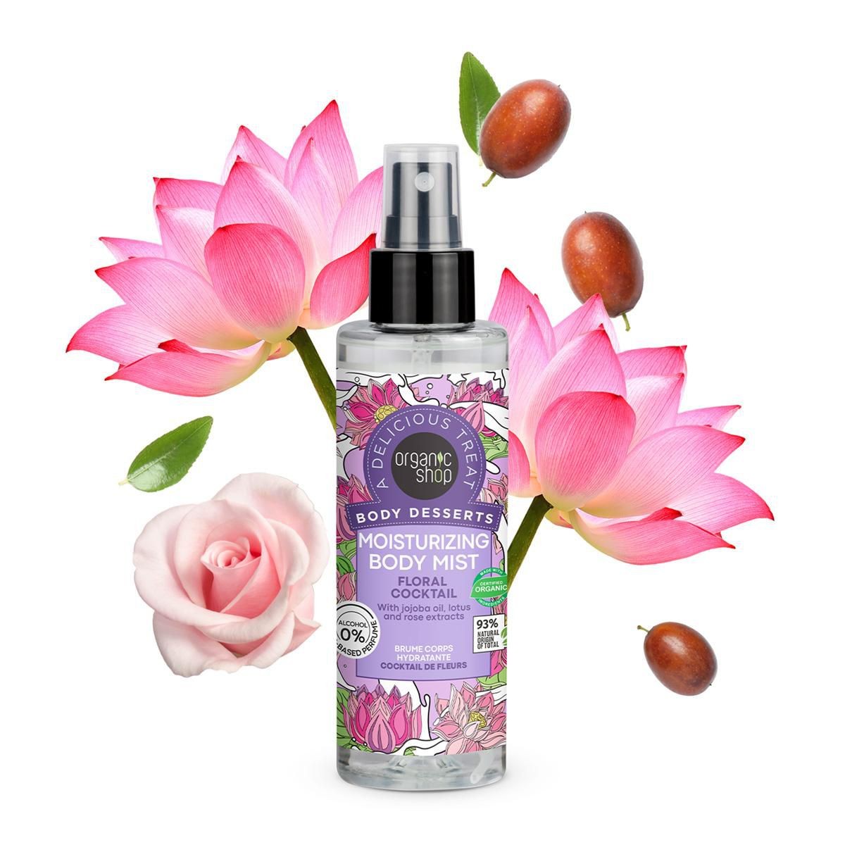 Drogerie a kosmetika - Organic Shop Body Desserts Hydratační tělová mlha Květinový koktejl 200 ml