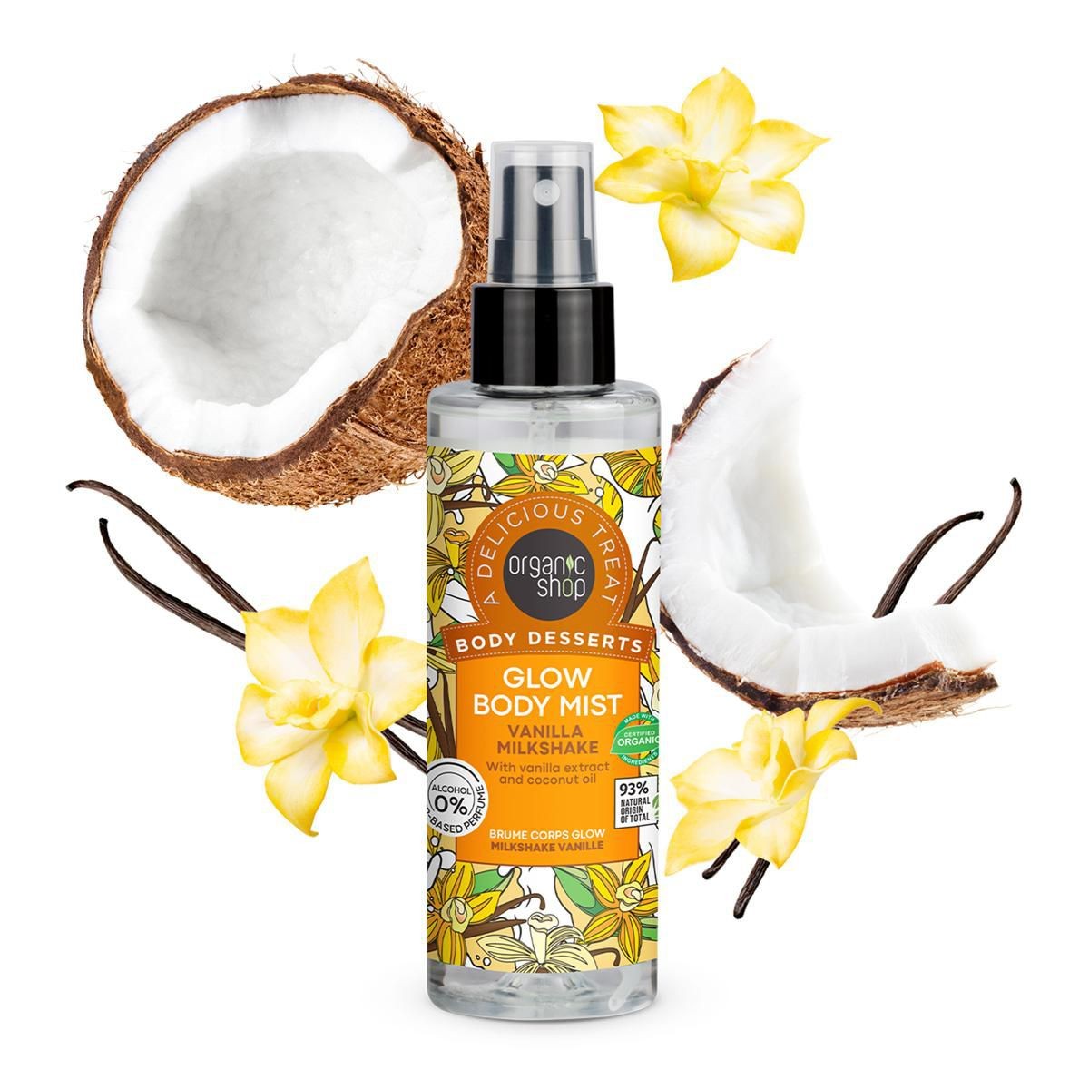 Drogerie a kosmetika - Organic Shop Body Desserts Rozjasňující tělová mlha Vanilkový milkshake 200 ml