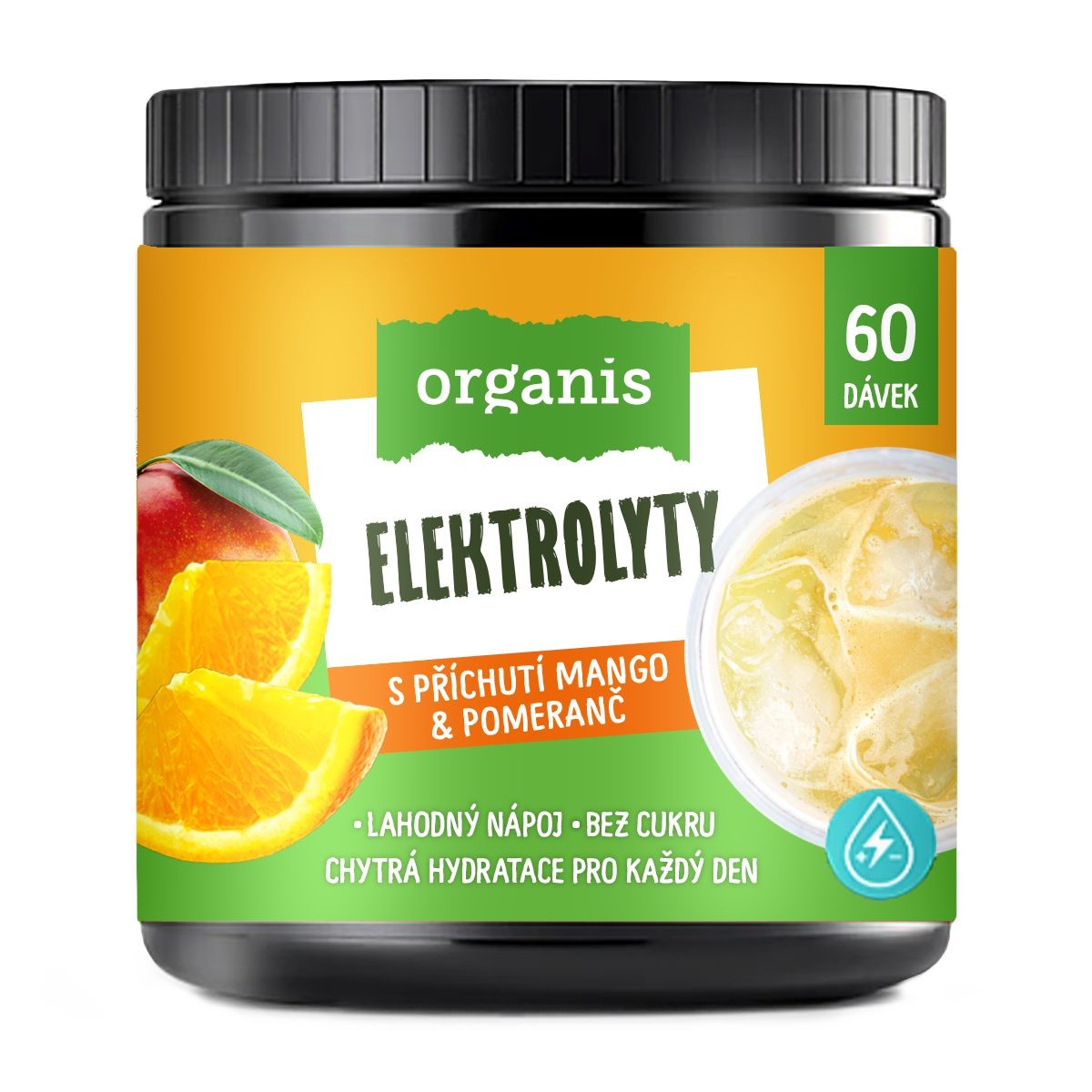 Zdravý svět - Organis Elektrolyty mango + pomeranč 60 dávek