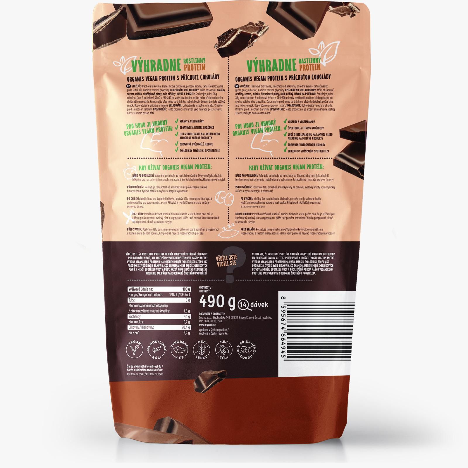 Organis VEGAN protein čokoláda 490 g-0