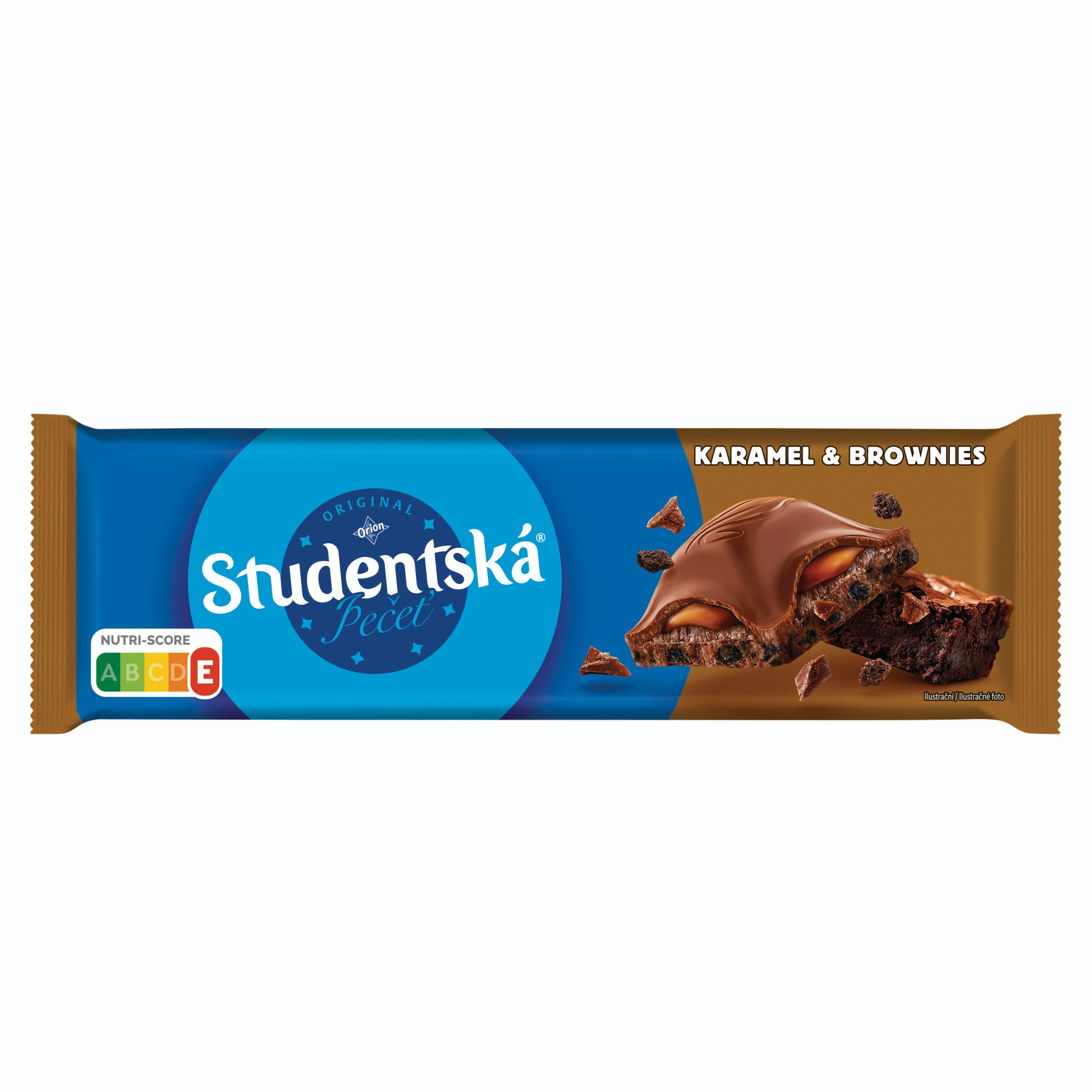 Trvanlivé potraviny - Orion Studentská pečeť Caramel & Brownies, čokoláda s kakaovou-karamelovou náplní 240g