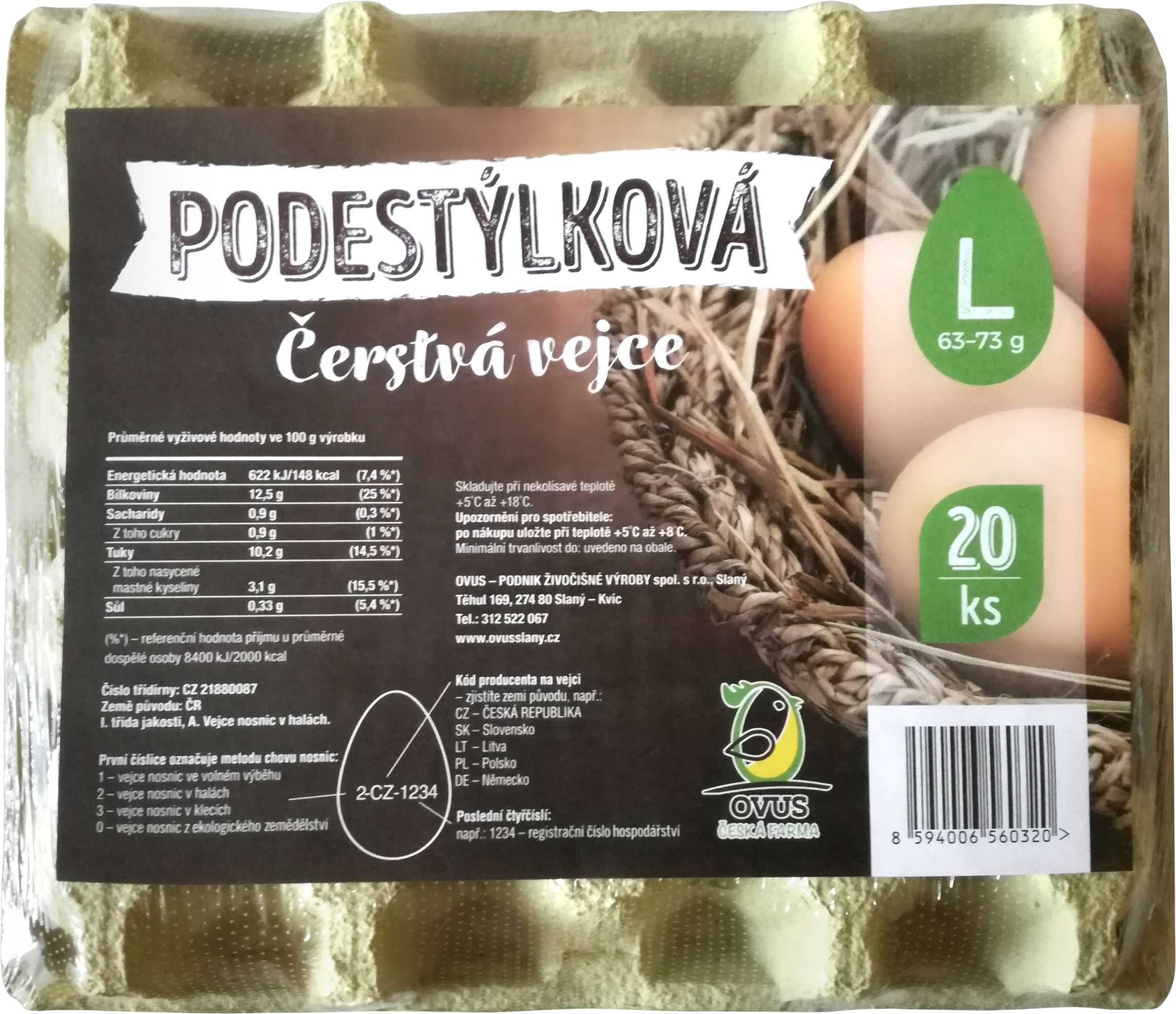 Mléčné a chlazené - Ovus Vejce podestýlková L 20 ks