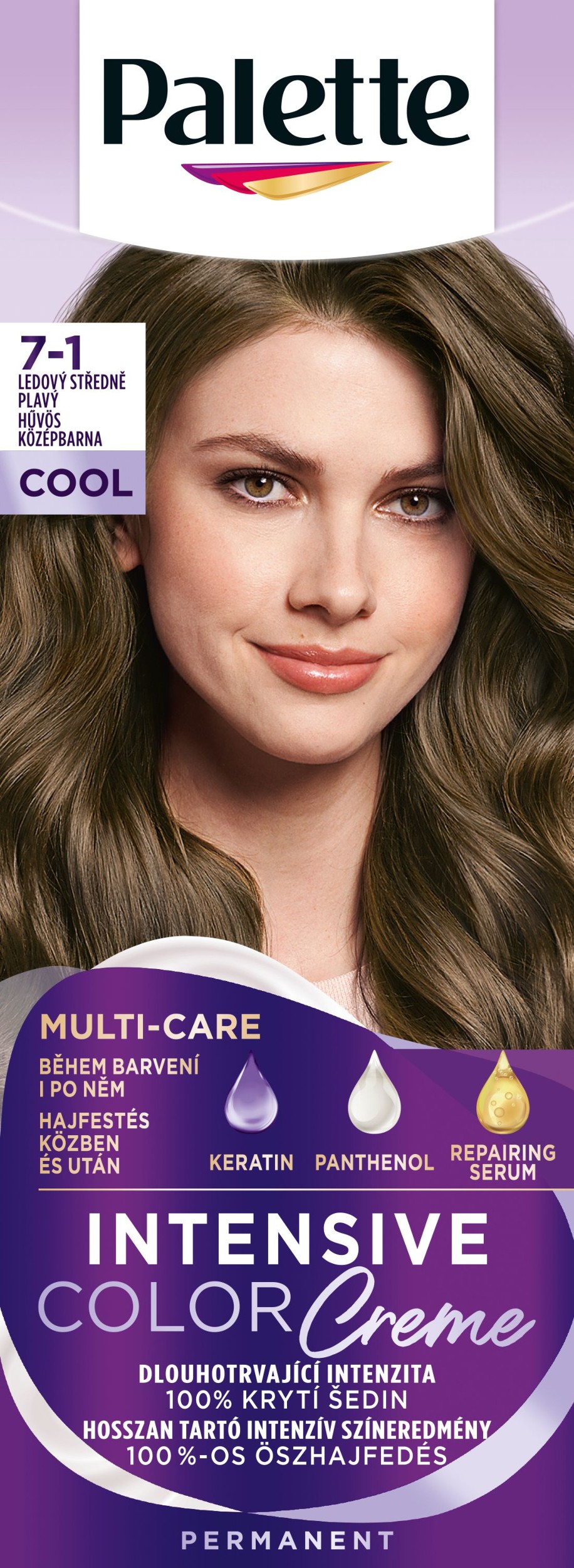 Drogerie a kosmetika - Palette Intensive Color Creme barva na vlasy ledový středně plavý 7-1 1 ks
