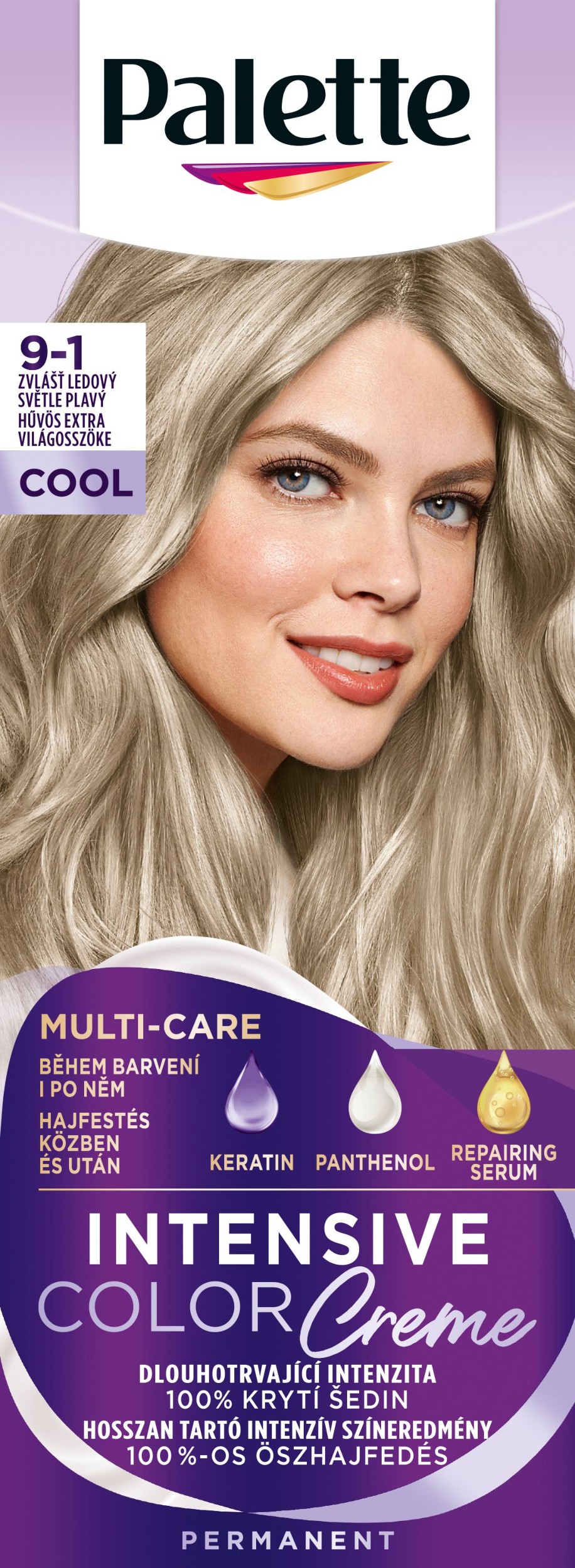 Drogerie a kosmetika - Palette Intensive Color Creme barva na vlasy zvlášť ledový světle plavý 9-1 1 ks