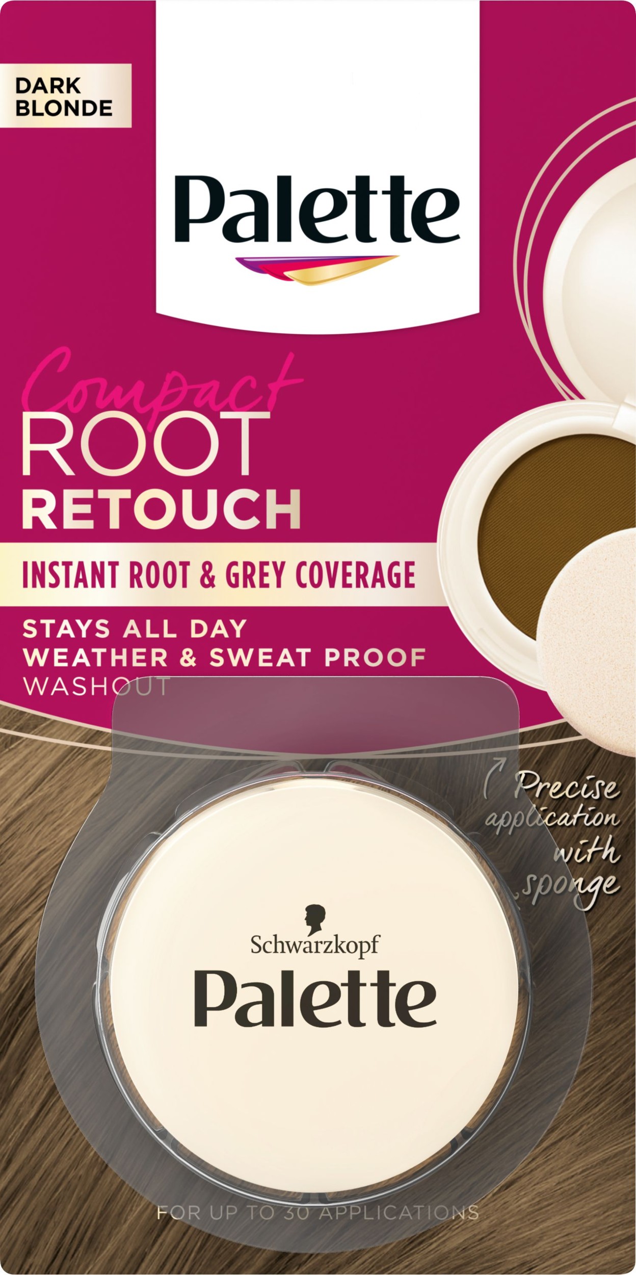 Drogerie a kosmetika - Palette root retouch víceúčelový kompaktní pudr tmavě plavý 3 g