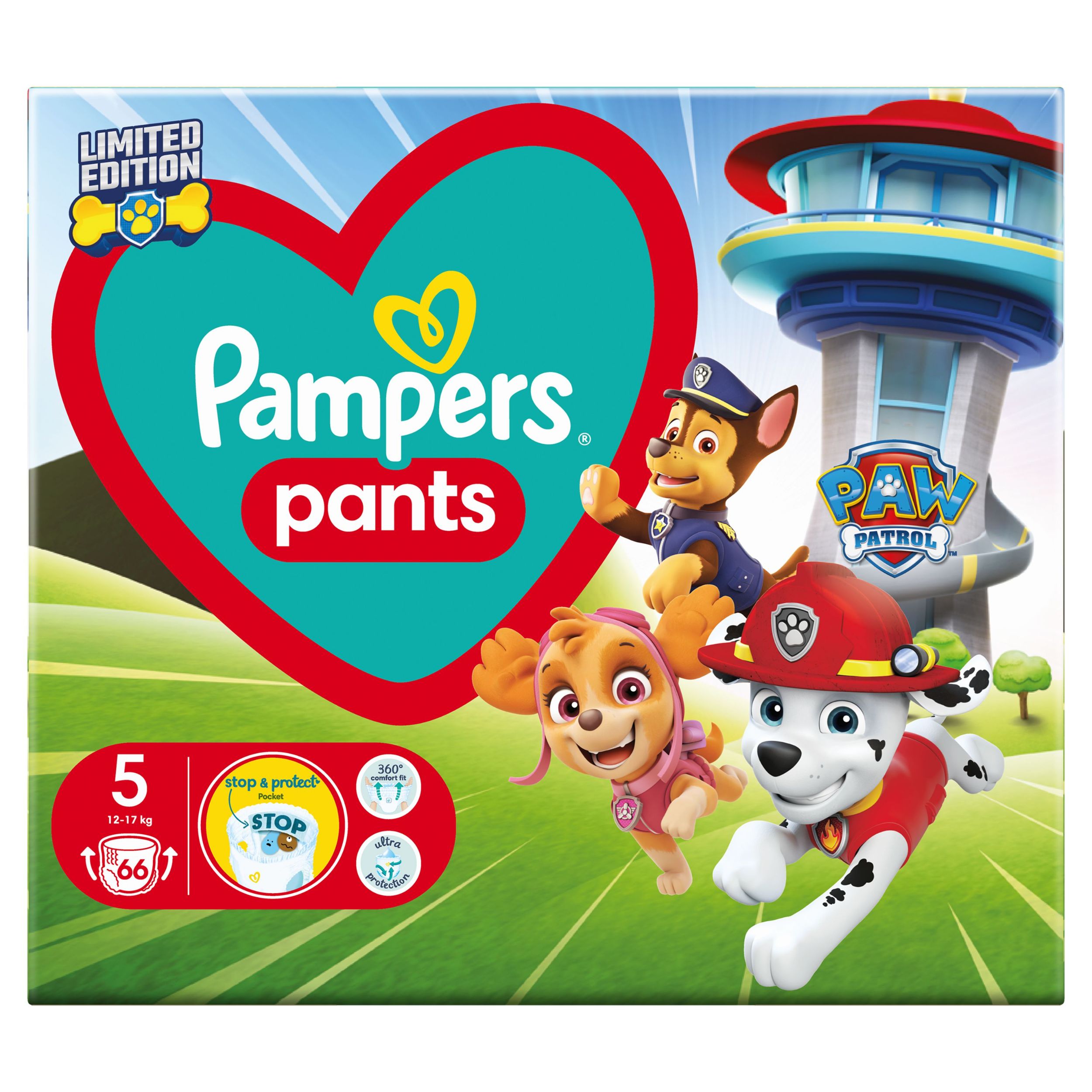 Svět dětí - Pampers Baby-Dry Paw Patrol Kalhotkové pleny vel.5, 12-17kg, 66ks