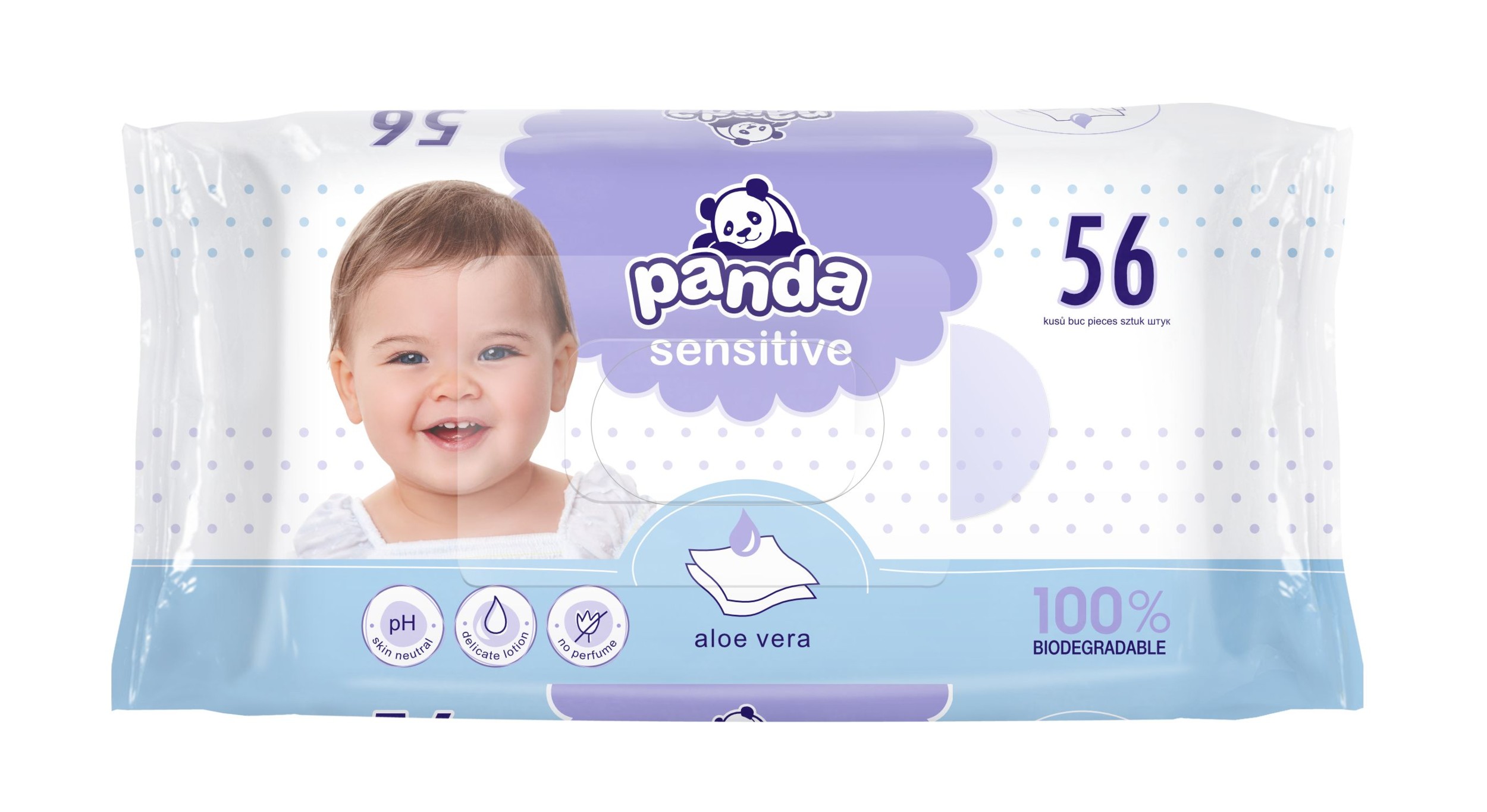 Svět dětí - Panda Dětské vlhčené ubrousky Sensitive 56 ks