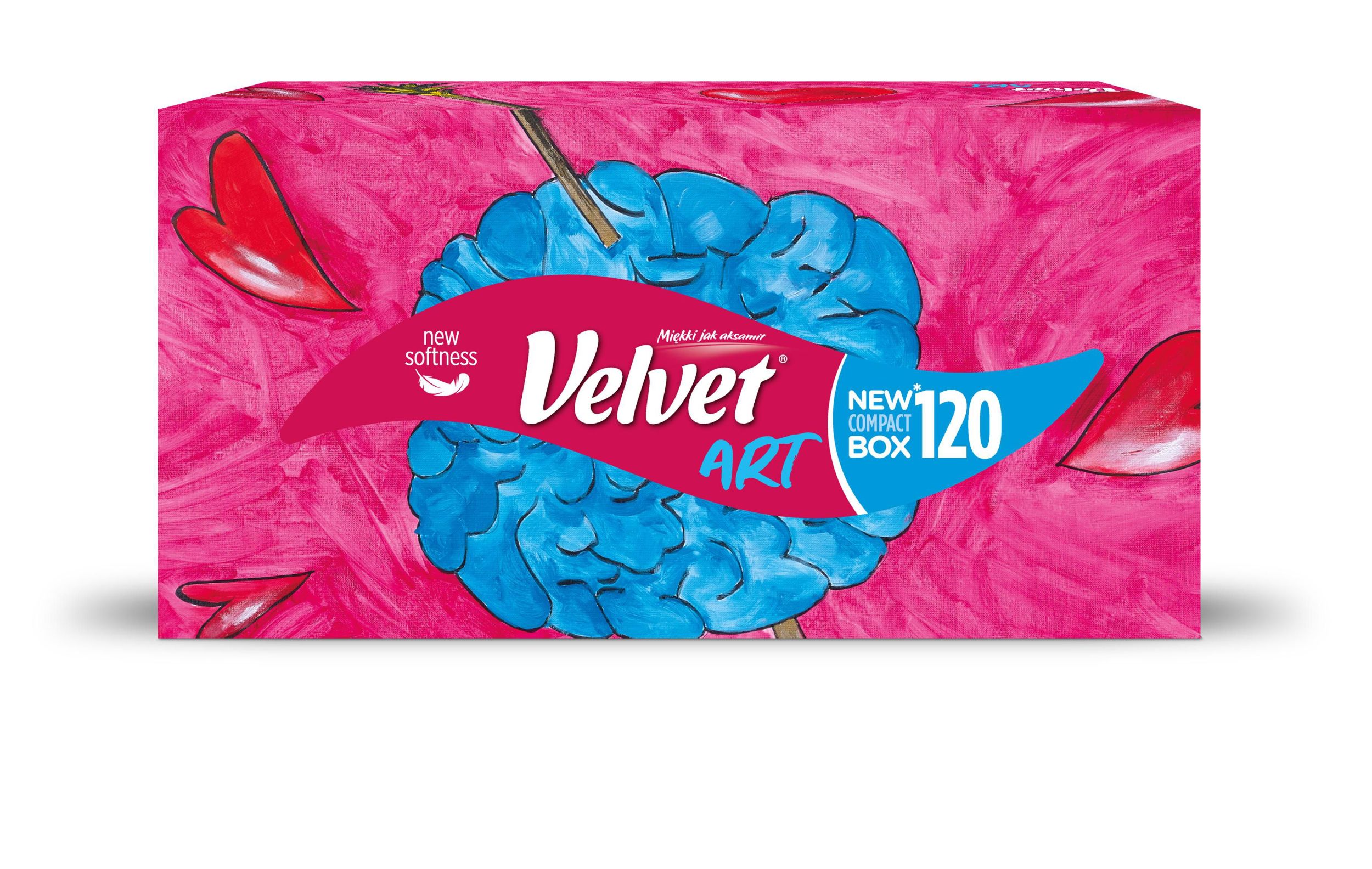 Drogerie a kosmetika - Papírové kapesníky třívrstvé Velvet Art box 120 ks