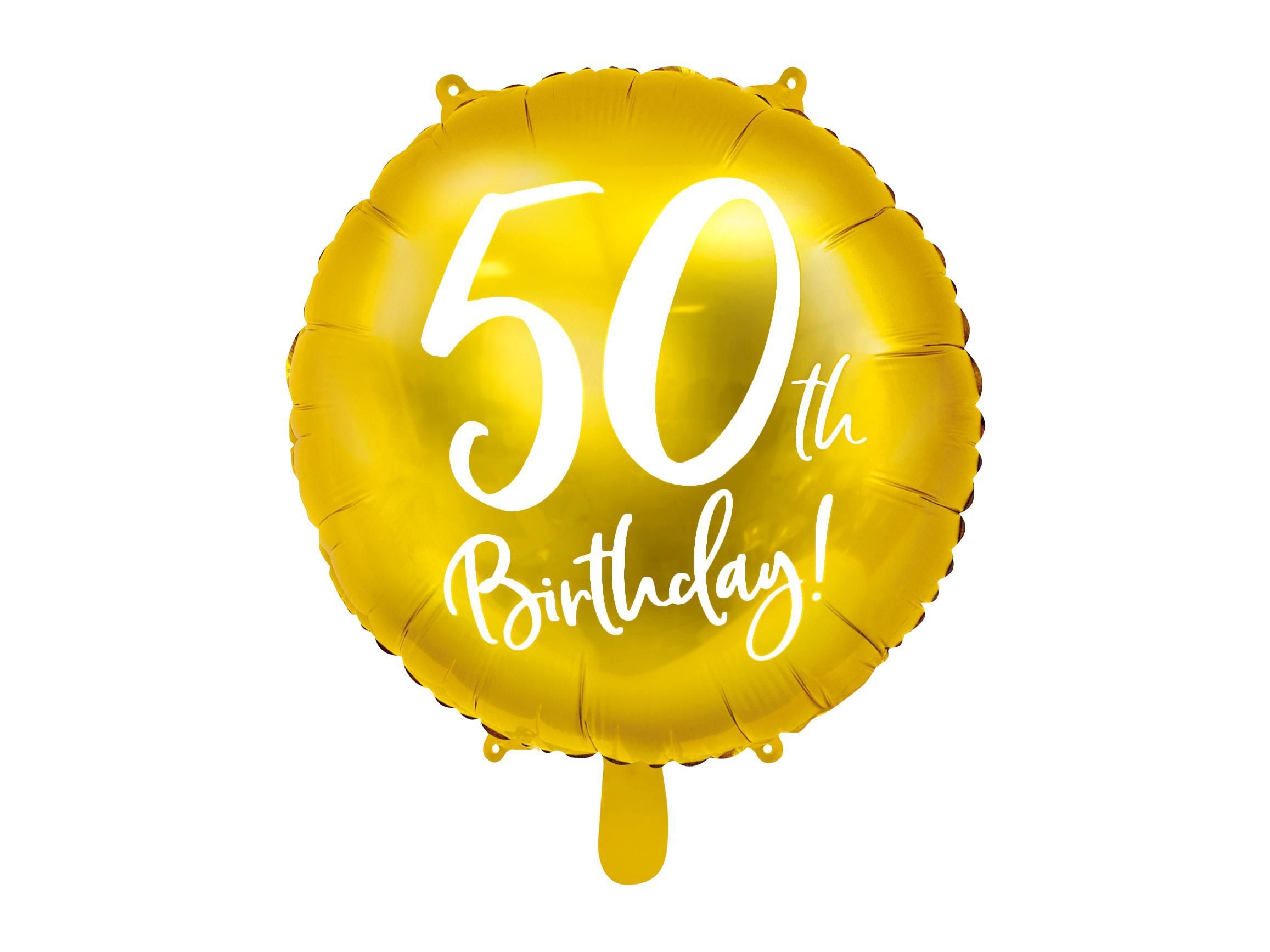 Svět dětí - PartyDeco Balónek, 45 cm, fóliový, 50TH, zlatá