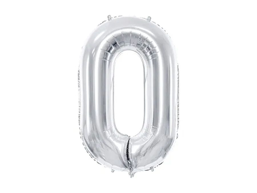 Svět dětí - PartyDeco Balónek, 86cm, fóliový, stříbrná,"0"