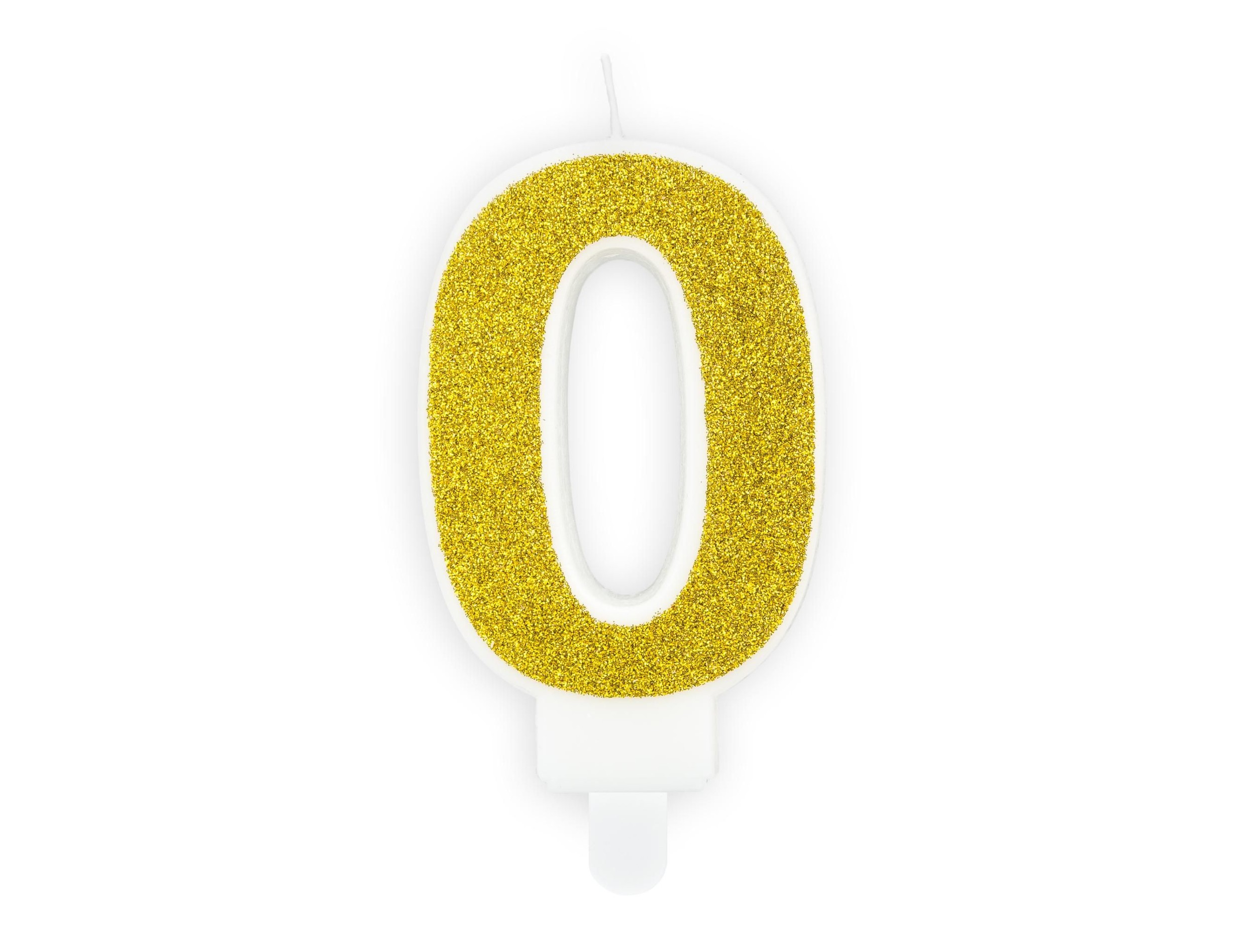 Svět dětí - PartyDeco Svíčka, 7 cm, číslice 0, zlatá