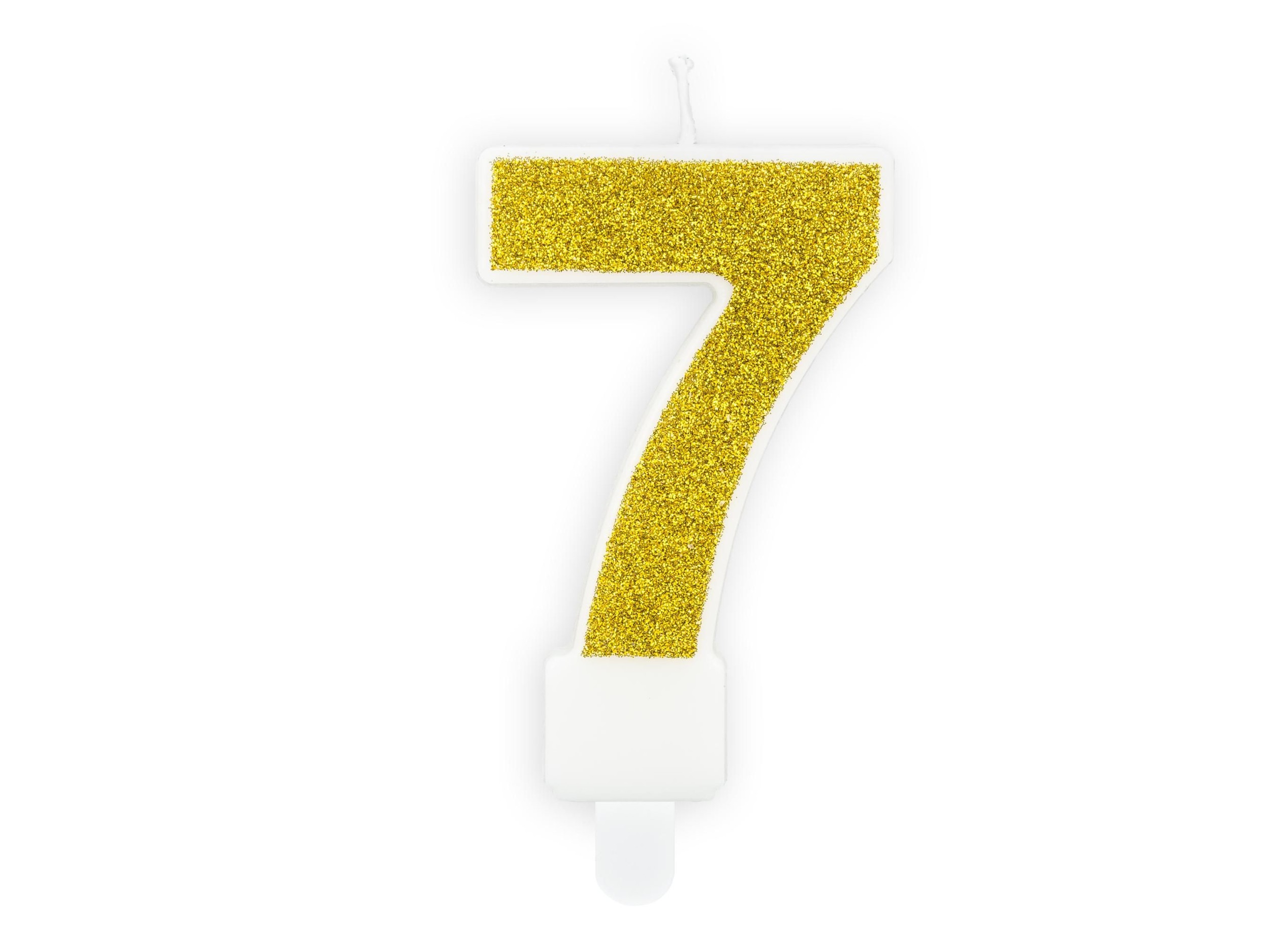 Svět dětí - PartyDeco  Svíčka, 7 cm,číslice 7, zlatá