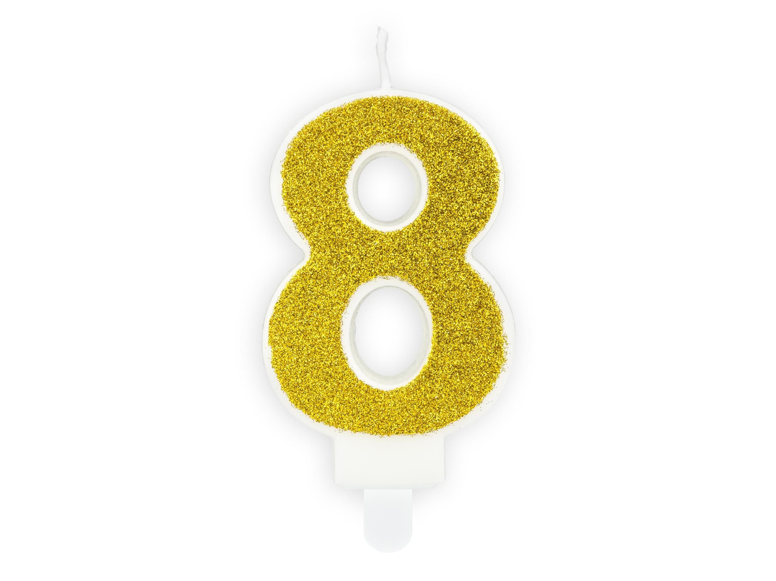 Svět dětí - PartyDeco Svíčka, 7 cm, číslice 8, zlatá